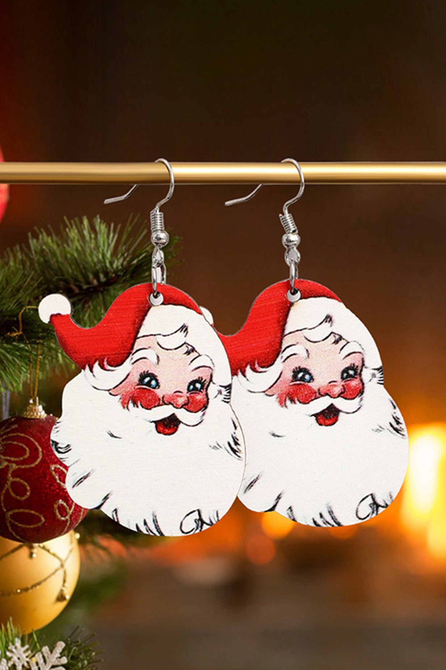 White 3 Pairs Christmas Santa Clause Pendant Hook Earrings