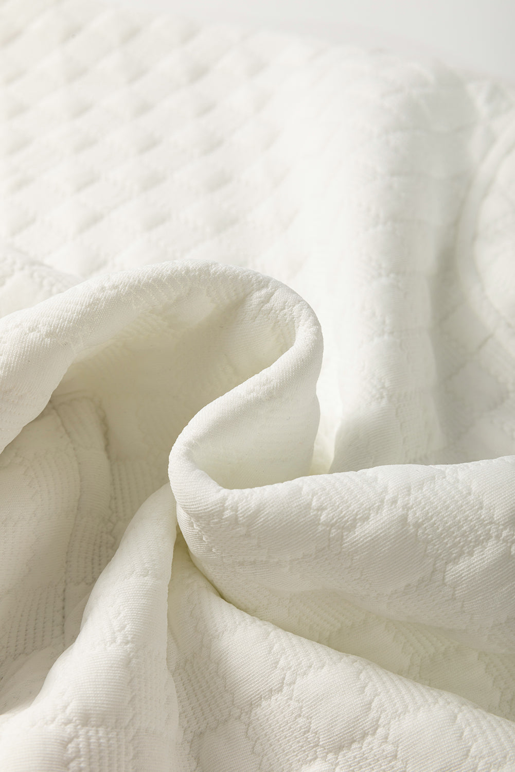 White Textured Checker Contrast Print Ruffled Sleeve Blouse