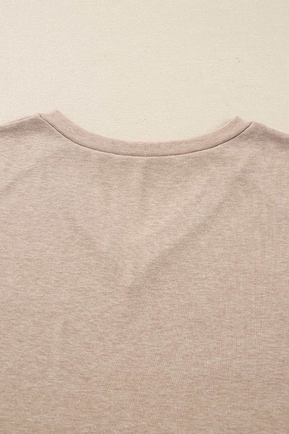 Oatmeal V Neck Contrast Lace Patchwork Long Sleeve Top