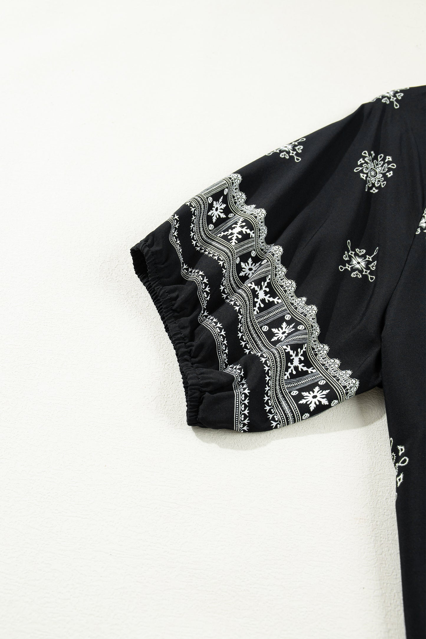 Green Boho Chic Notched V Neck Plus Floral Short Sleeve Top