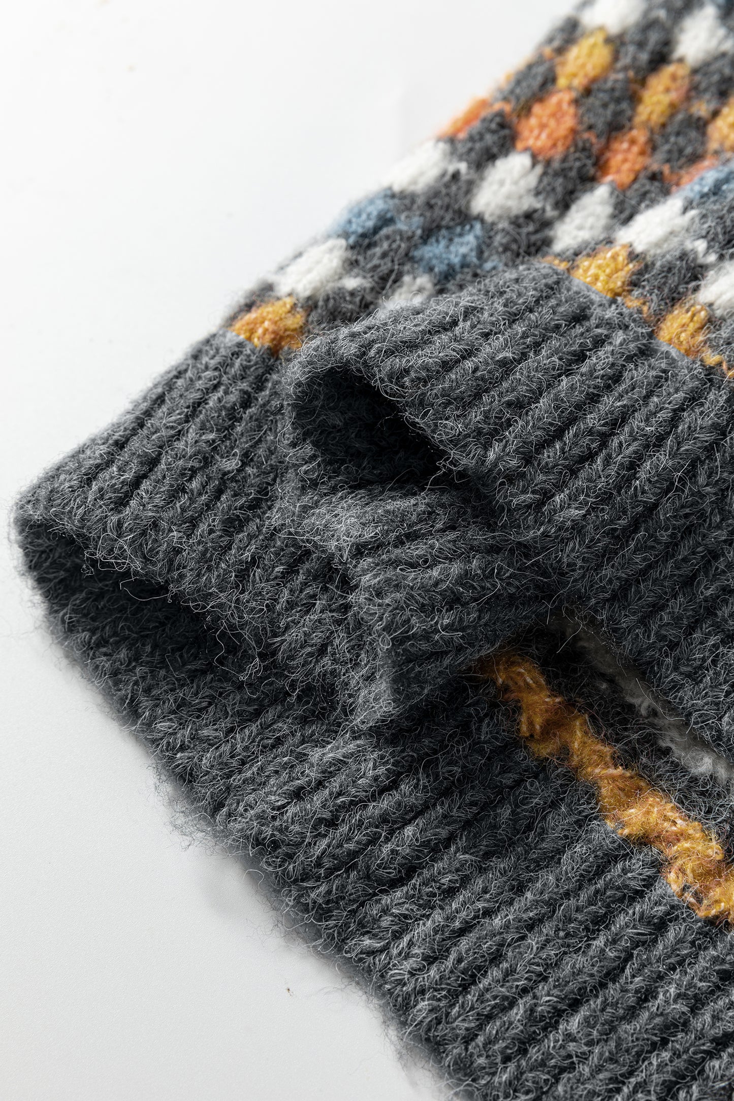 Multicolour Dotty Pattern Knit Button Front V Neck Sweater Cardigan