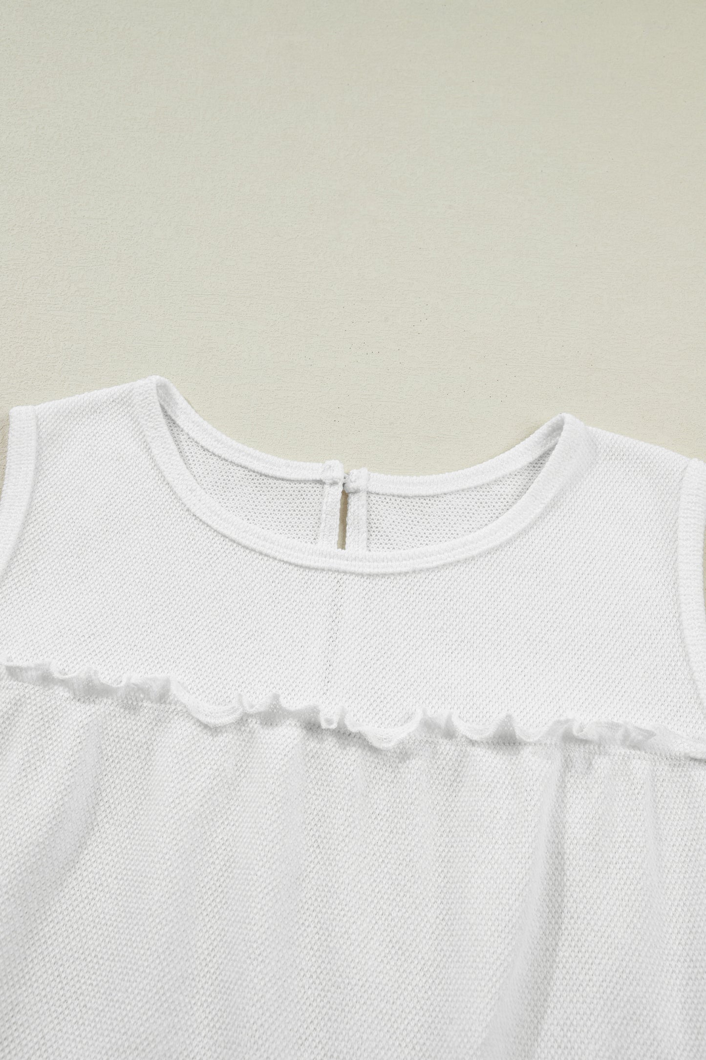White Tiered Frill Trim A-line Tank Top