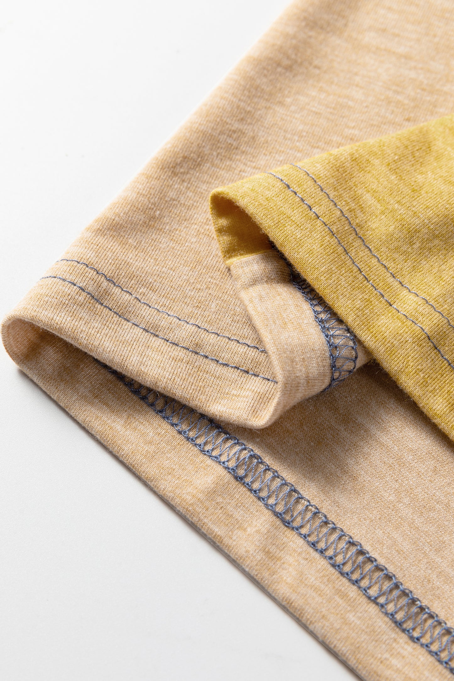 Sail Blue Exposed Stitching Colorblock V Neck Long Sleeve Top