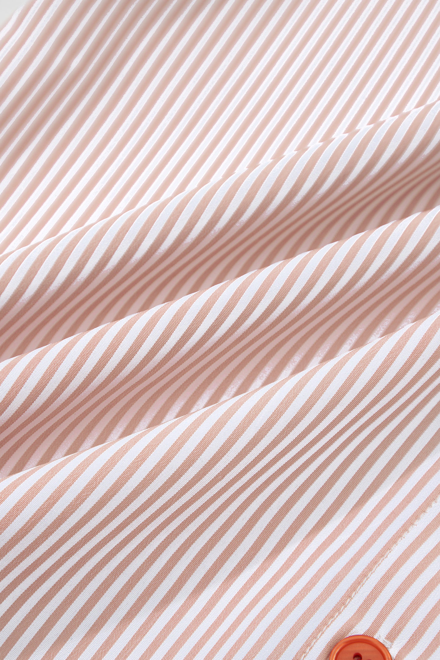 Khaki Stripe Color Block Patchwork Detail Frilled Collar Button Down Shirt