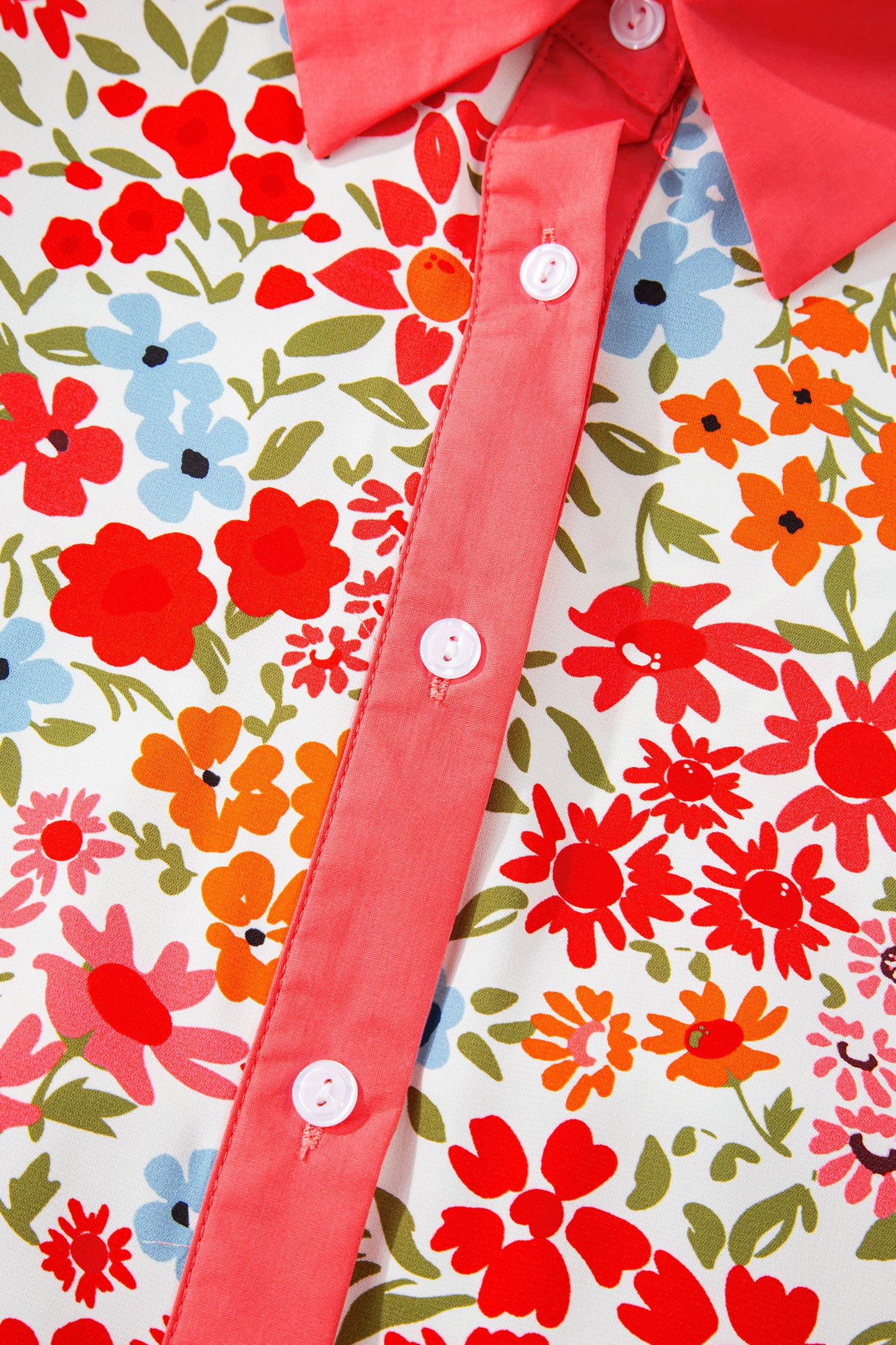 Pink Plus Size Button V Neck Leopard Print Puff Sleeve Loose Mini Dress