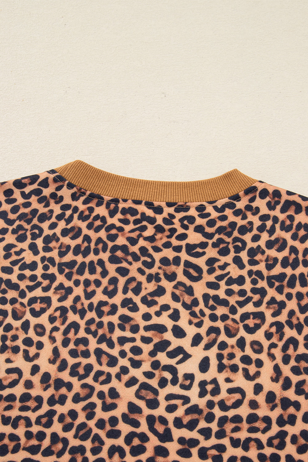 Khaki Leopard Pullover and Pants 2pcs Outfit with Bow Embroidery