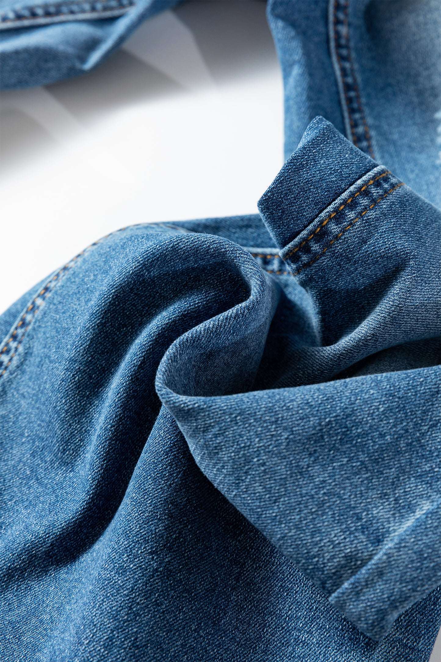 Myosotis Mid Rise Distressed Sneak Peek Straight Leg Jeans