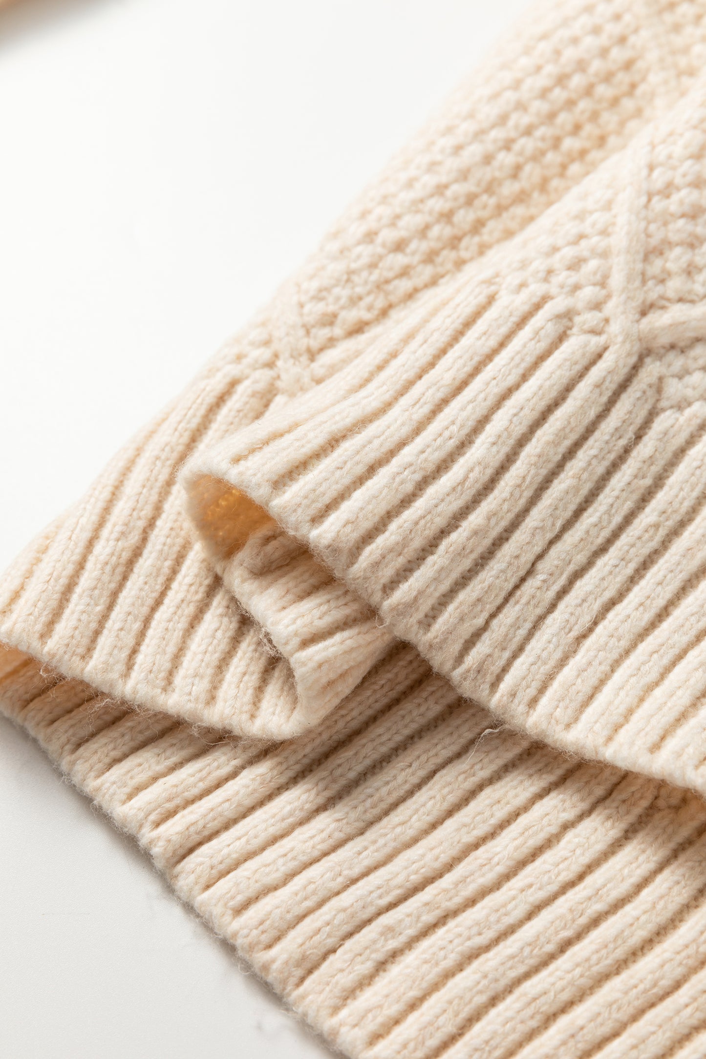 Oatmeal Cable Knit Drop Shoulder Loose Fit Sweater Dress