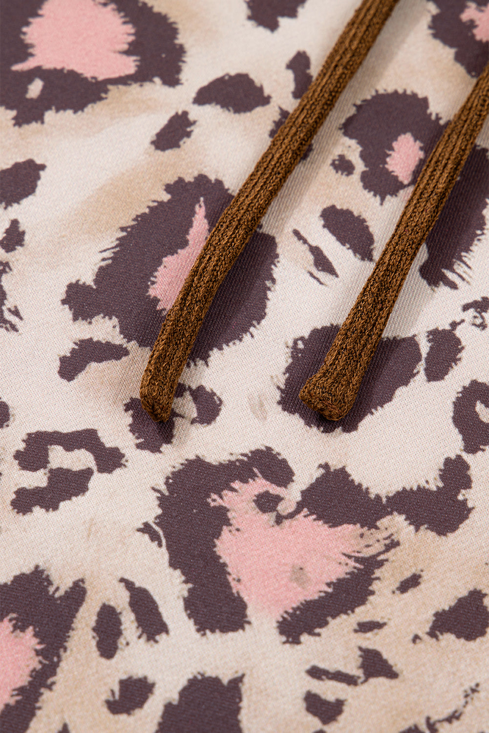 Brown Leopard Print Knit Patchwork Plus Hoodie