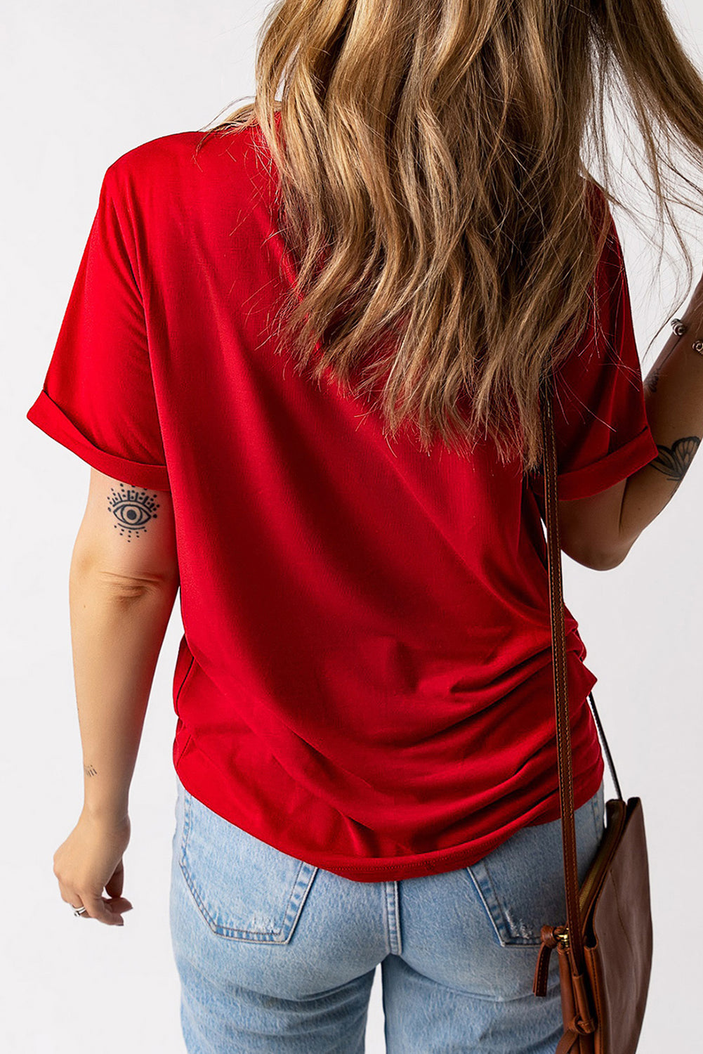 Red Rugby Bowknot Graphic Crew Neck Tee