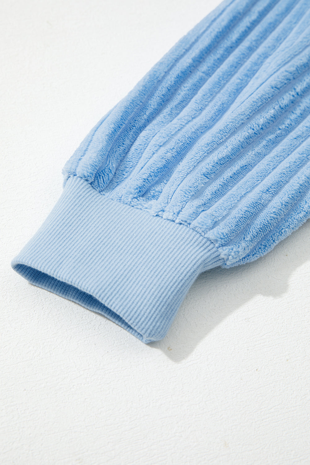 Light Pink Sequin Nutcracker Textured Sleeve Patchwork Color Block Sweatshirt