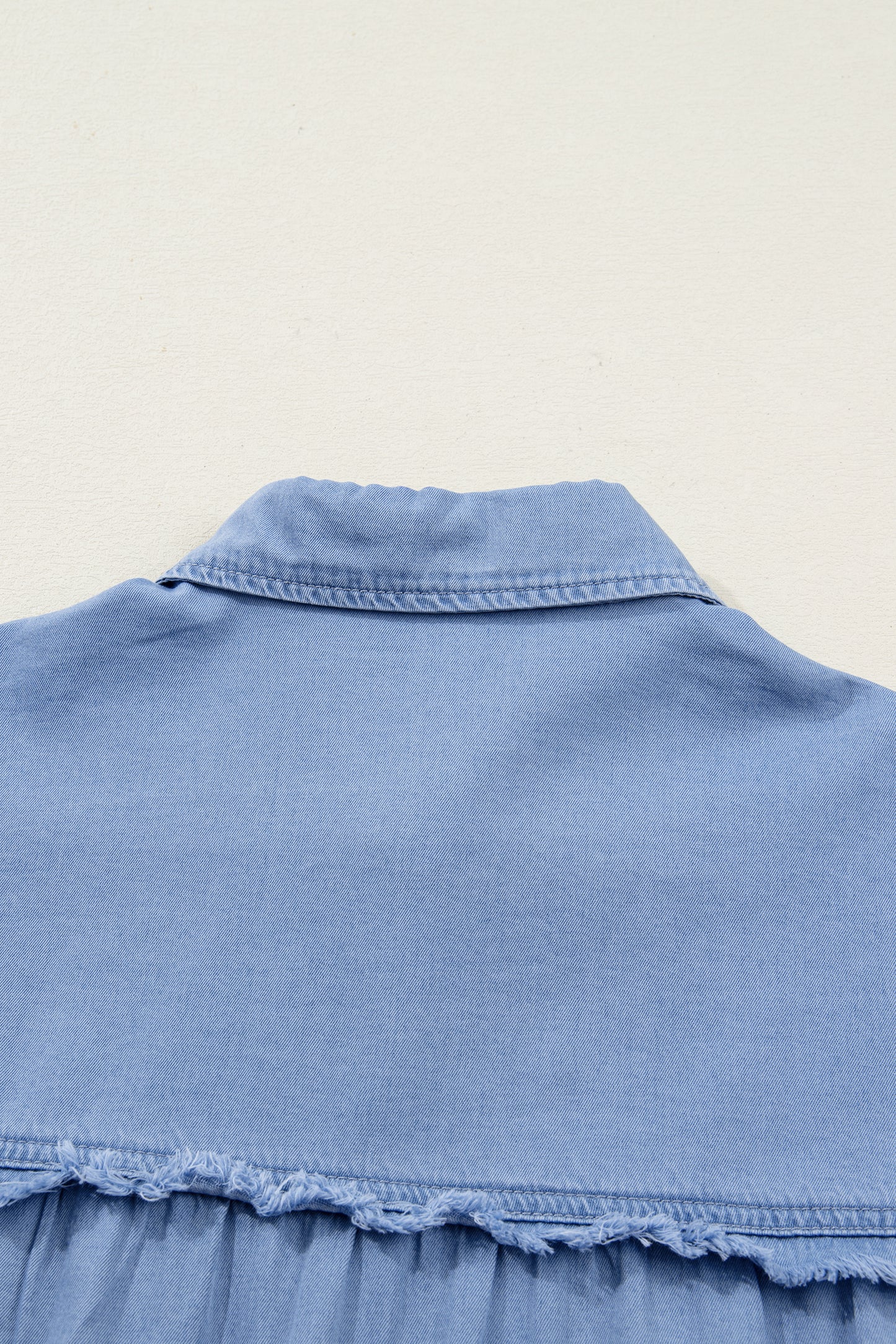 Myosotis Washed Drop Shoulder Bracelet Sleeve Chambray Shirt