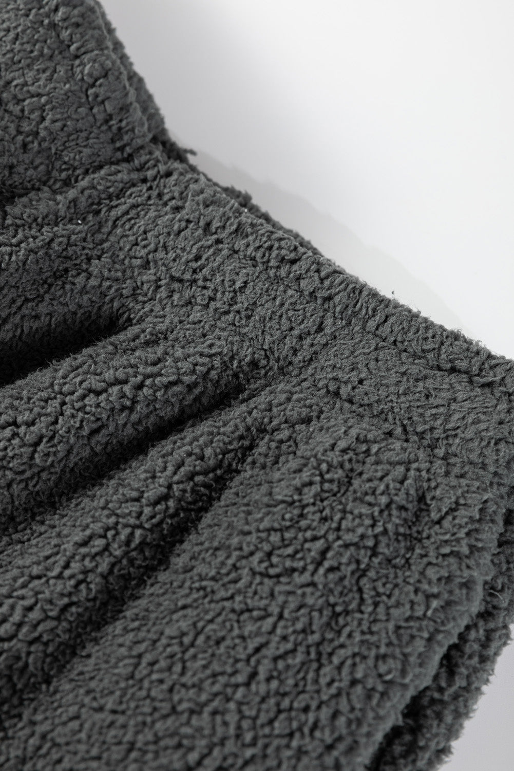 Medium Grey Fuzzy Drawstring Hoodie Lounge Pants 2pcs Set