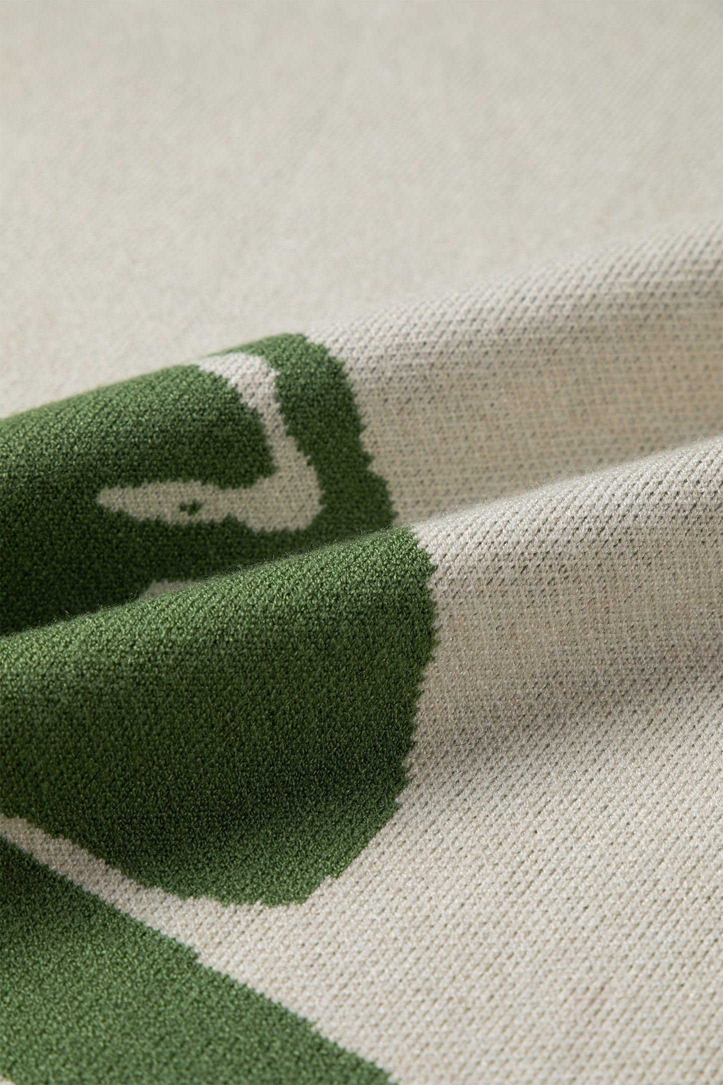 Green Bold Flower Pattern Wide Sleeve Baggy Sweater