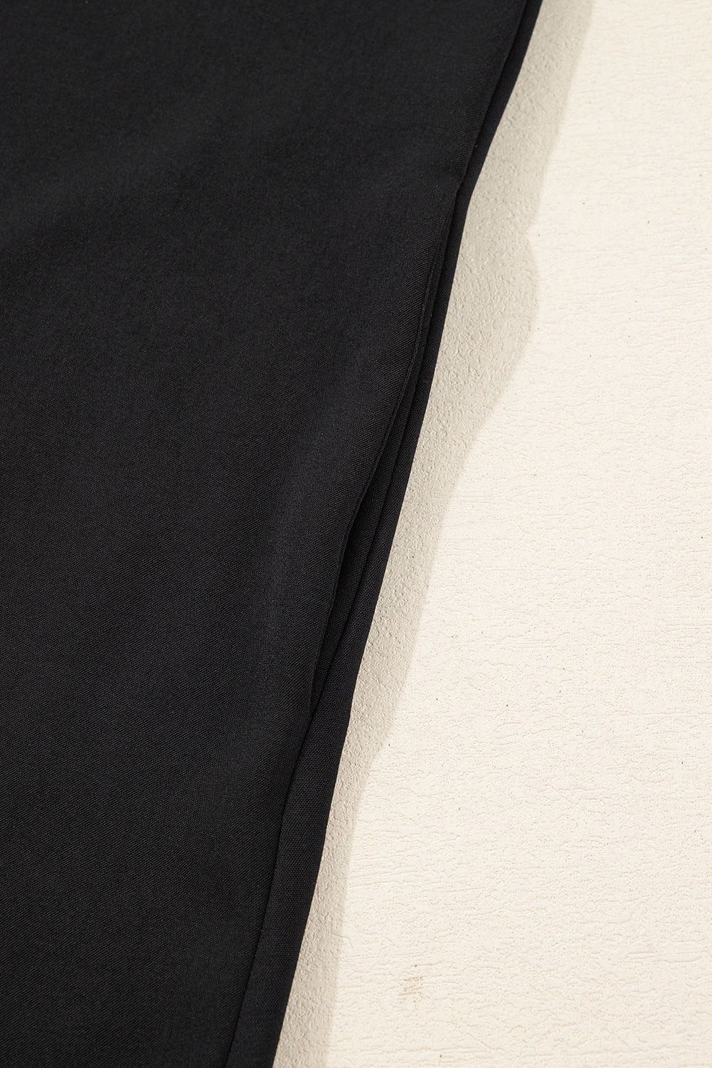 Black Plus Size Notched Neck Leopard Trim Flounce Long Sleeve Shift Dress