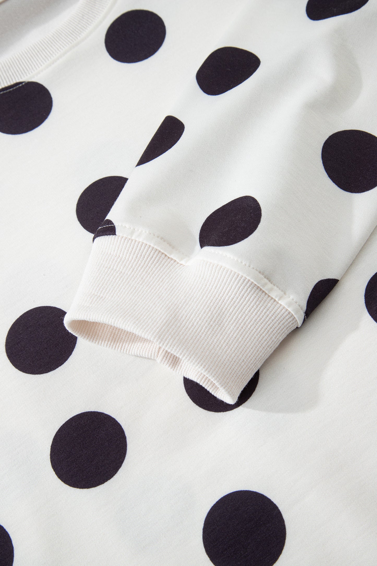 Sky Blue Polka Dot Print Drop Shoulder Pullover Drawstring Shorts Set