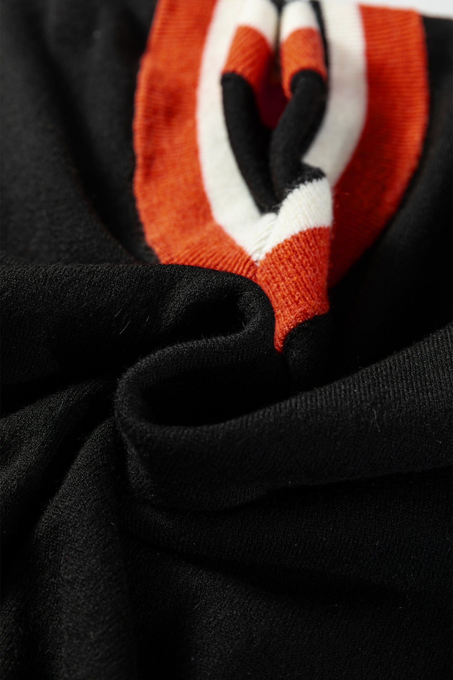 Gray Contrast Striped Trim V Neck Varsity Sweater