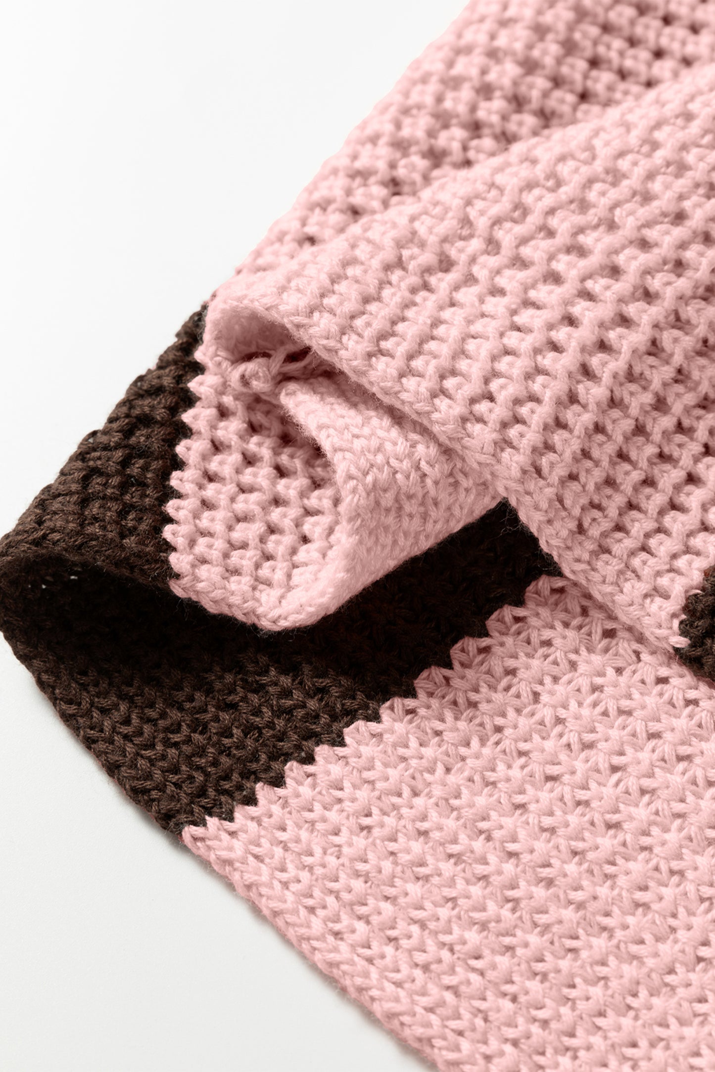 Fushia Striped Color Block Thermal Textured Knit Drop Shoulder Sweater