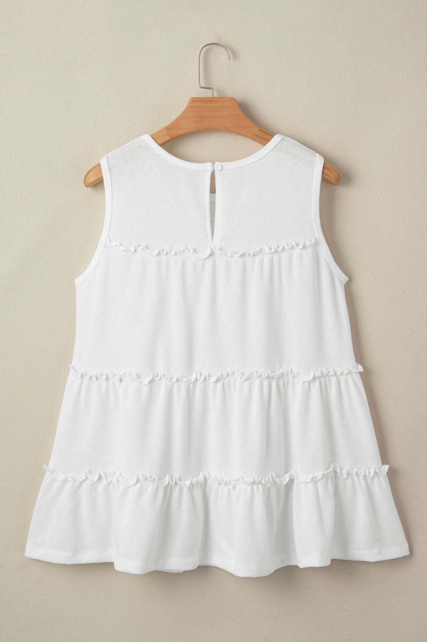 White Tiered Frill Trim A-line Tank Top