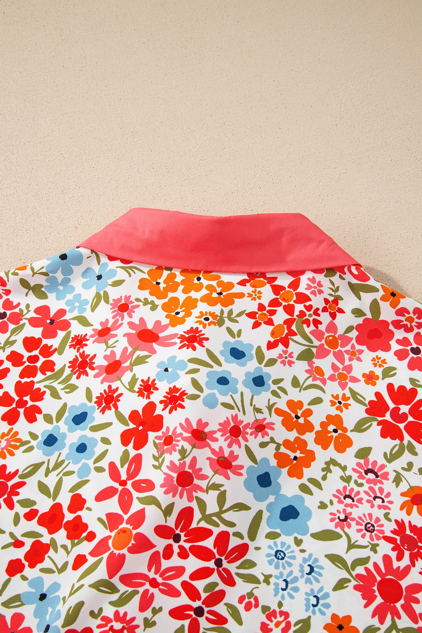 Pink Plus Size Button V Neck Leopard Print Puff Sleeve Loose Mini Dress