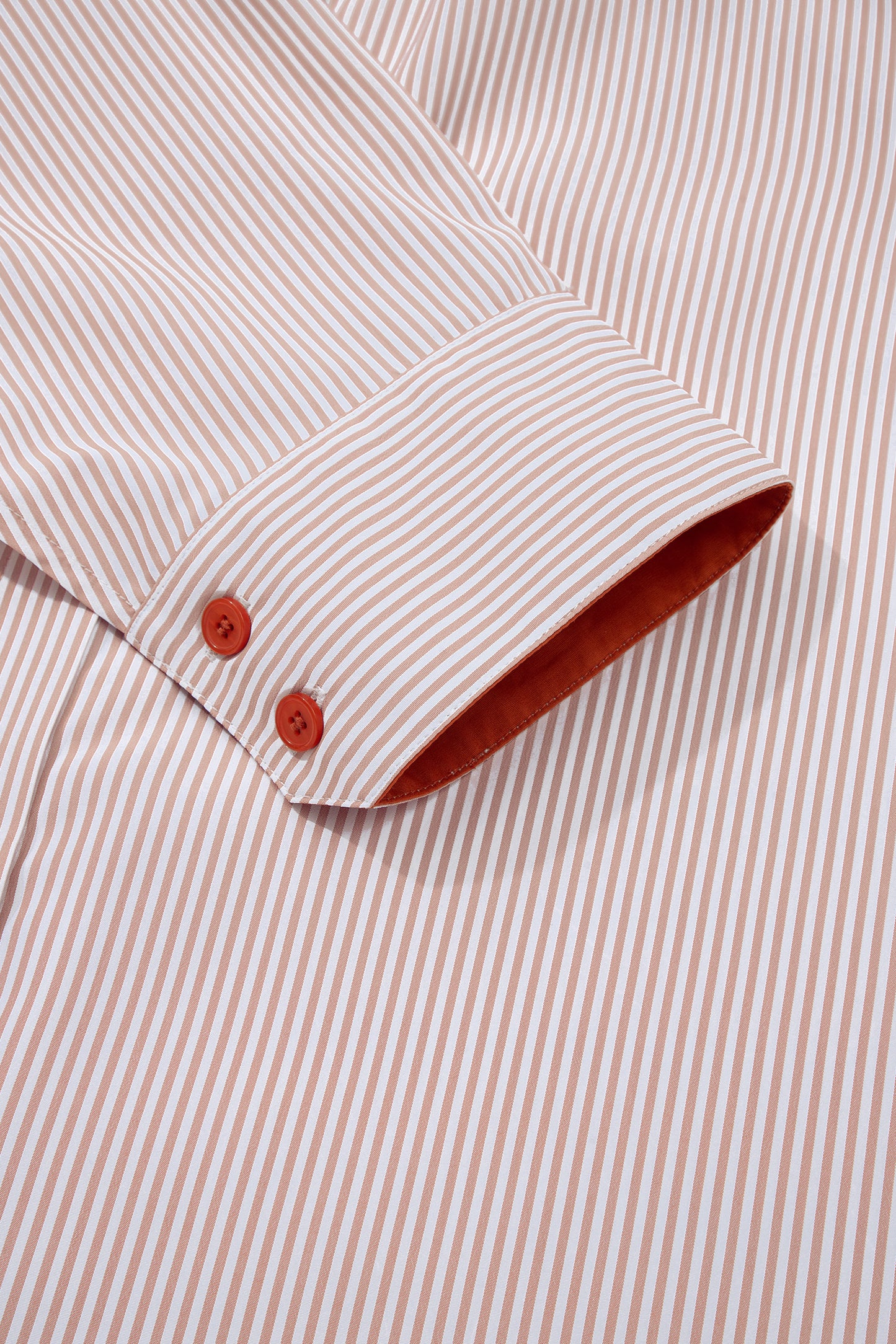 Khaki Stripe Color Block Patchwork Detail Frilled Collar Button Down Shirt