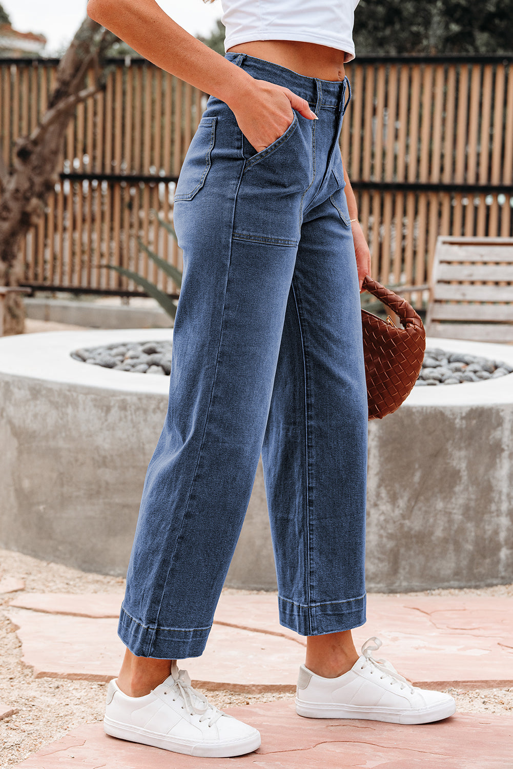Breen Cropped High Rise Wide Leg Jeans
