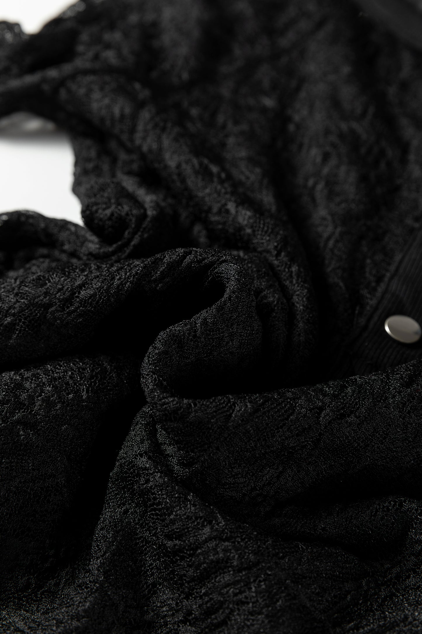 White Sheer Lace Long Sleeve Slim Henley Top