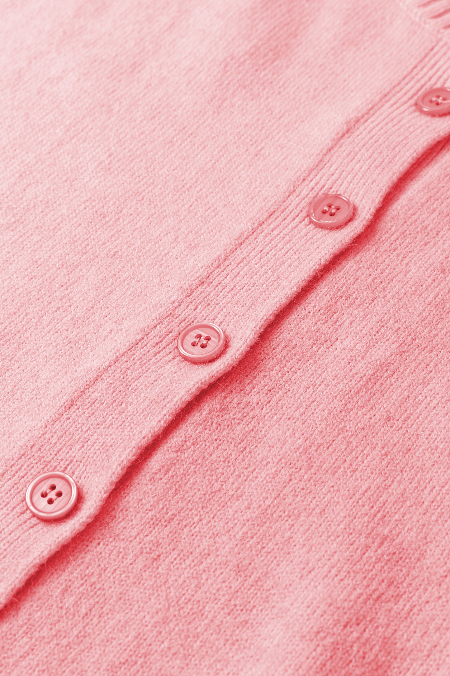 Peach Blossom 3/4 Sleeve Boxy Knit Button Down Sweater Cardigan