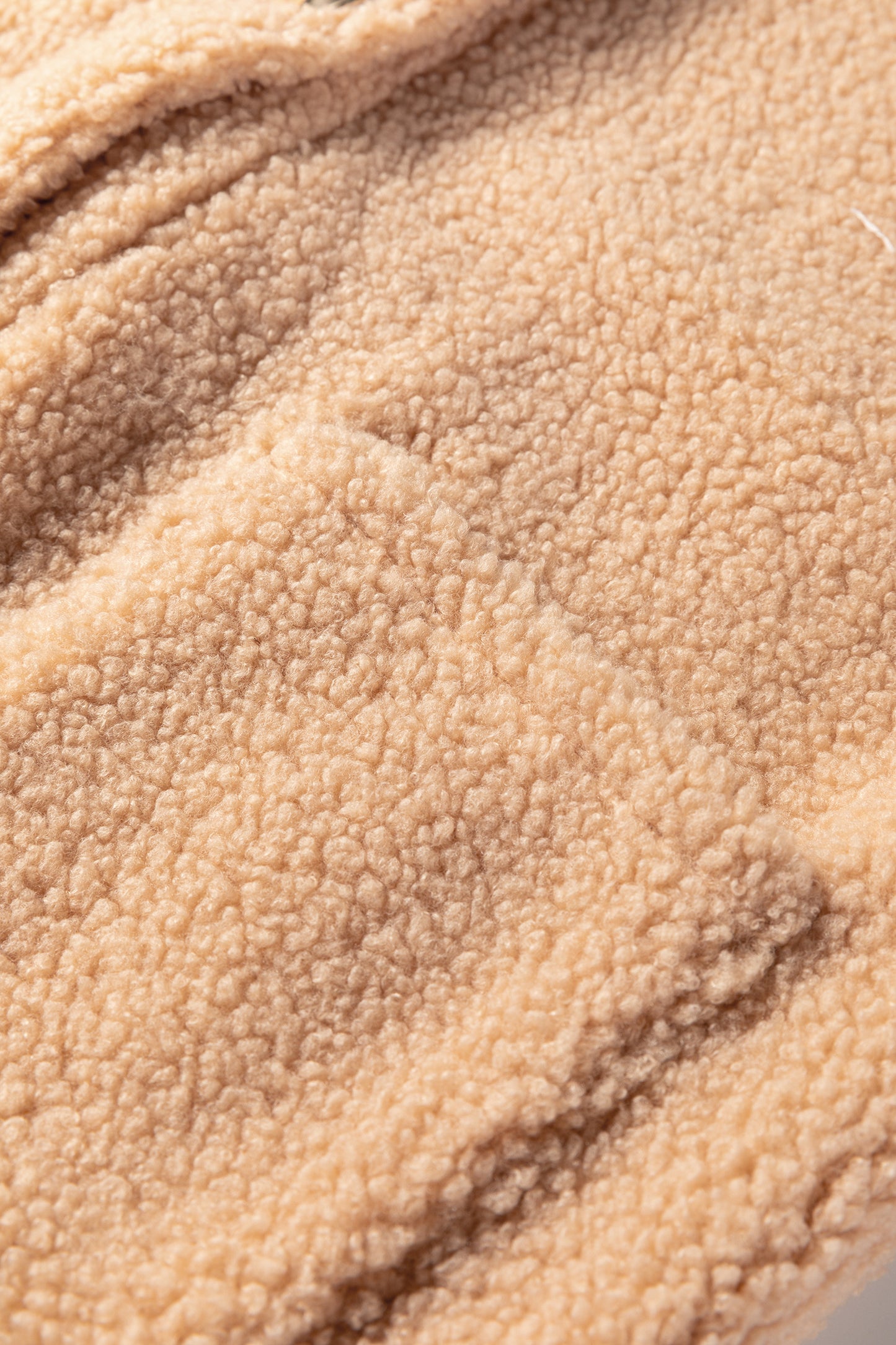 Light French Beige Big Button Accent Fuzzy Pocket Vest