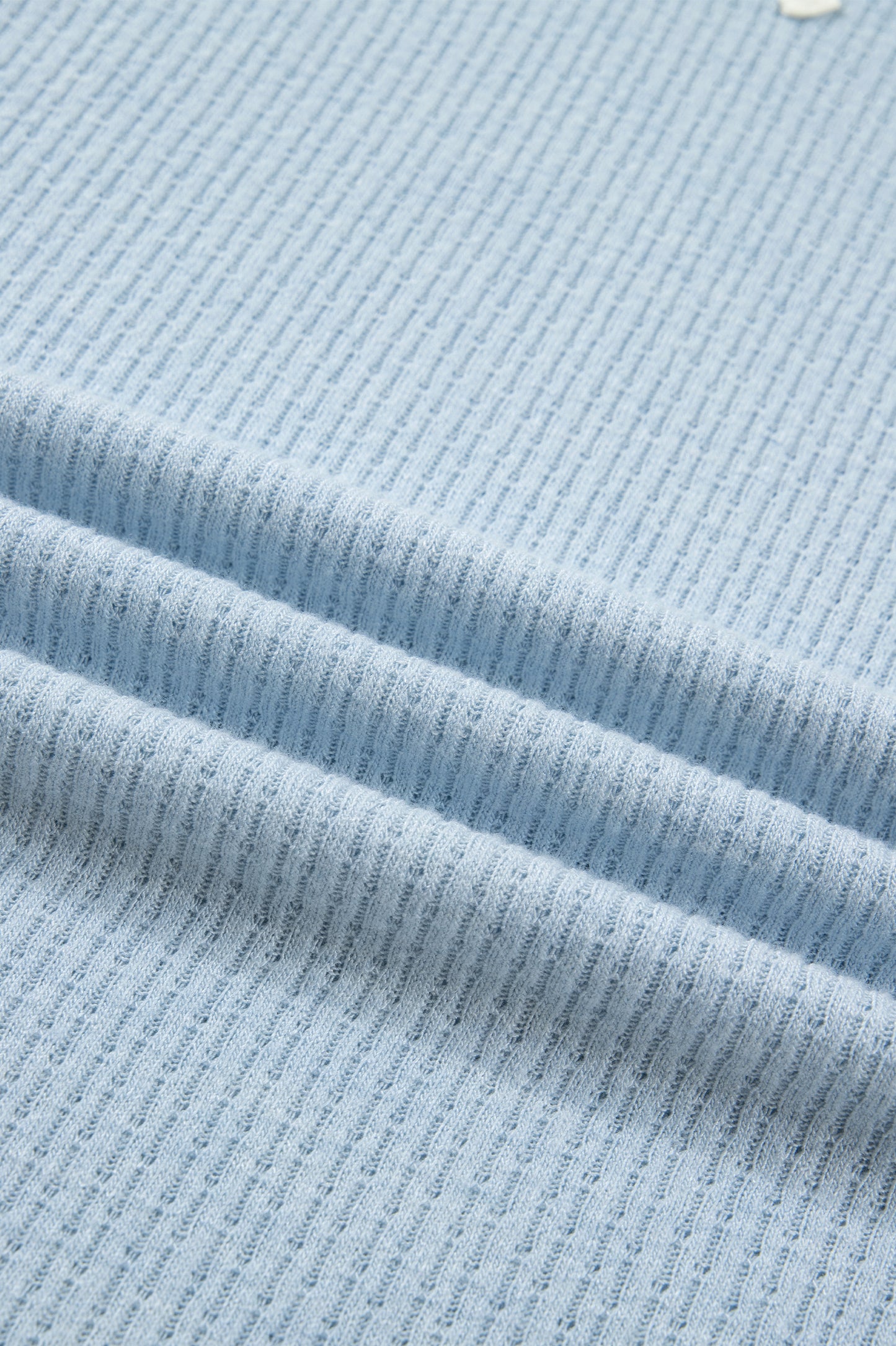 Beau Blue Textured Knit Color Block Floral Patchwork Long Sleeve Top