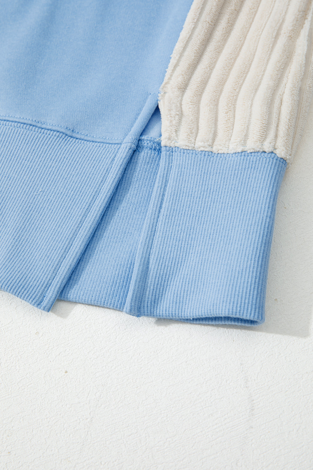 Light Pink Sequin Nutcracker Textured Sleeve Patchwork Color Block Sweatshirt