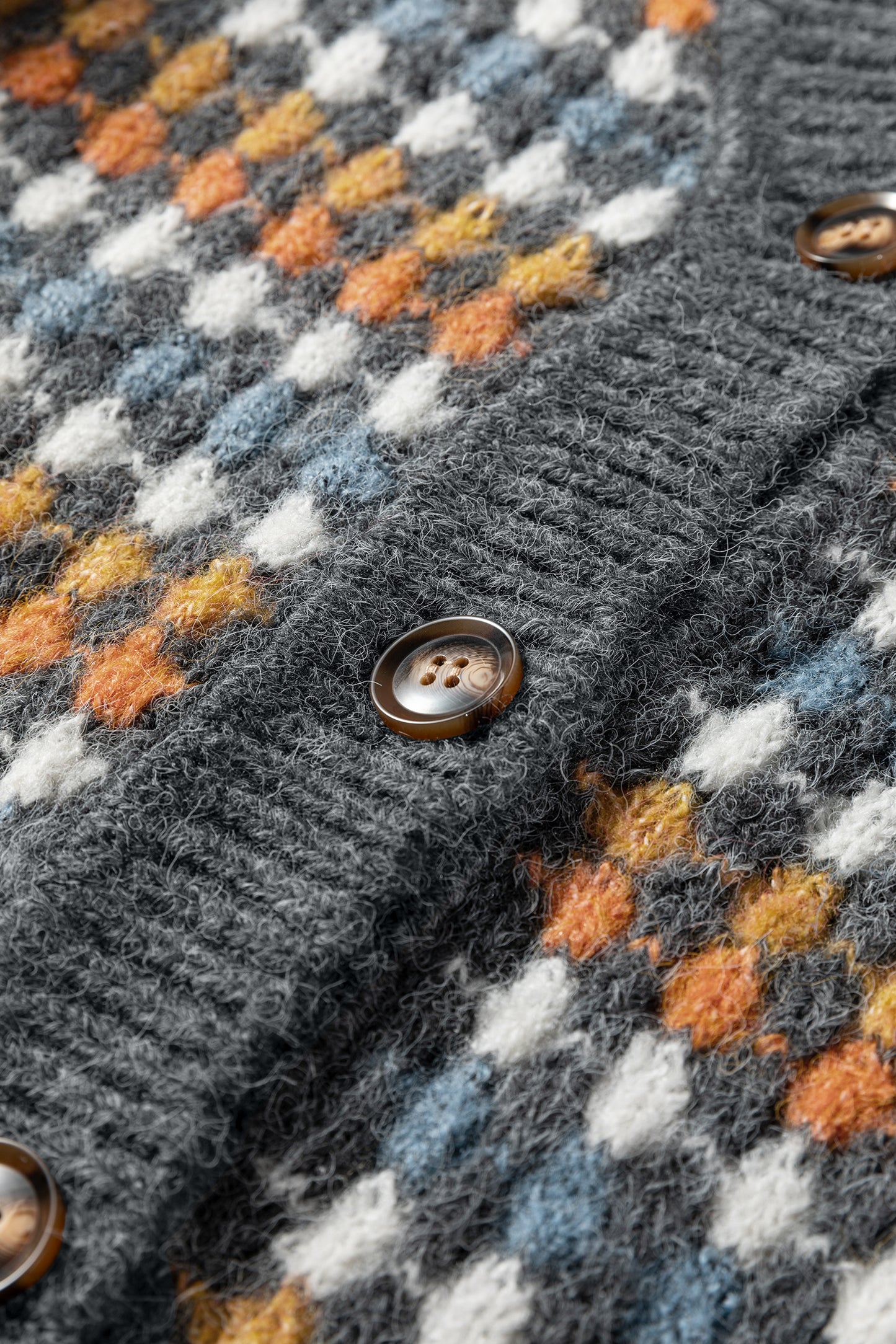 Multicolour Dotty Pattern Knit Button Front V Neck Sweater Cardigan