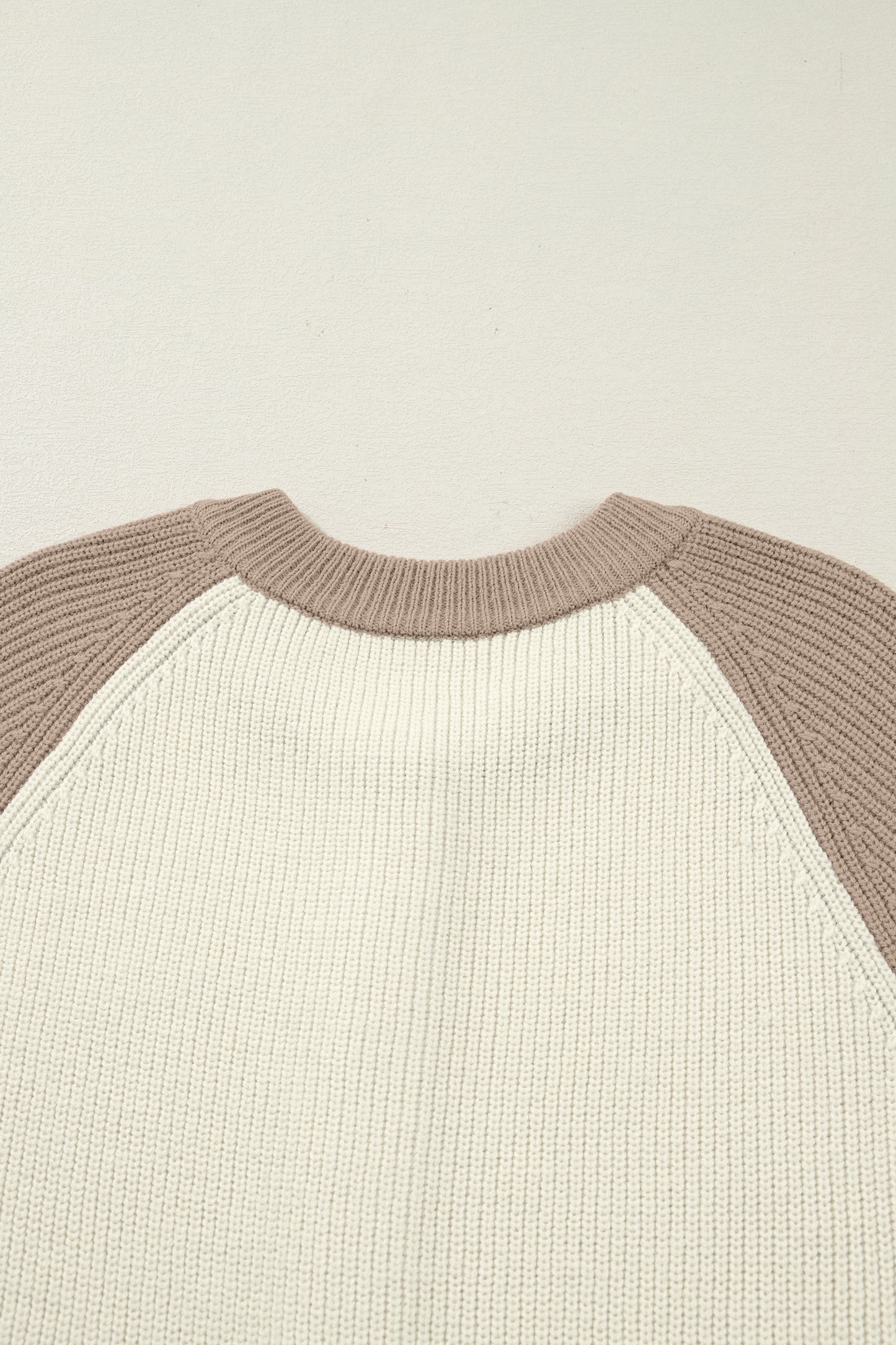 White Color Block Ribbed Knit Button Down Sweater Cardigan