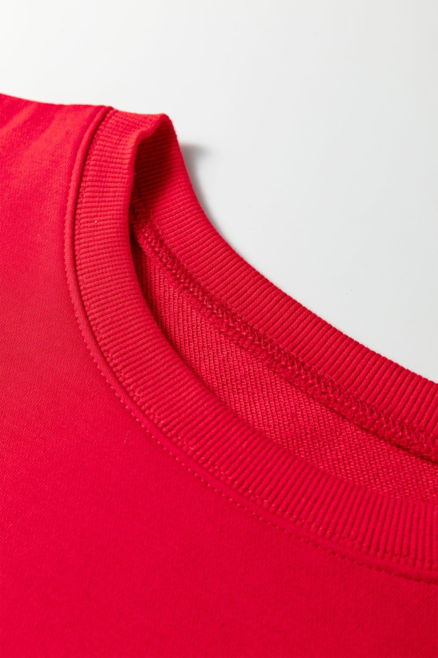 Fiery Red Floral Bow Patched Exposed Seam Patchwork Slit Baggy Sweatshirt