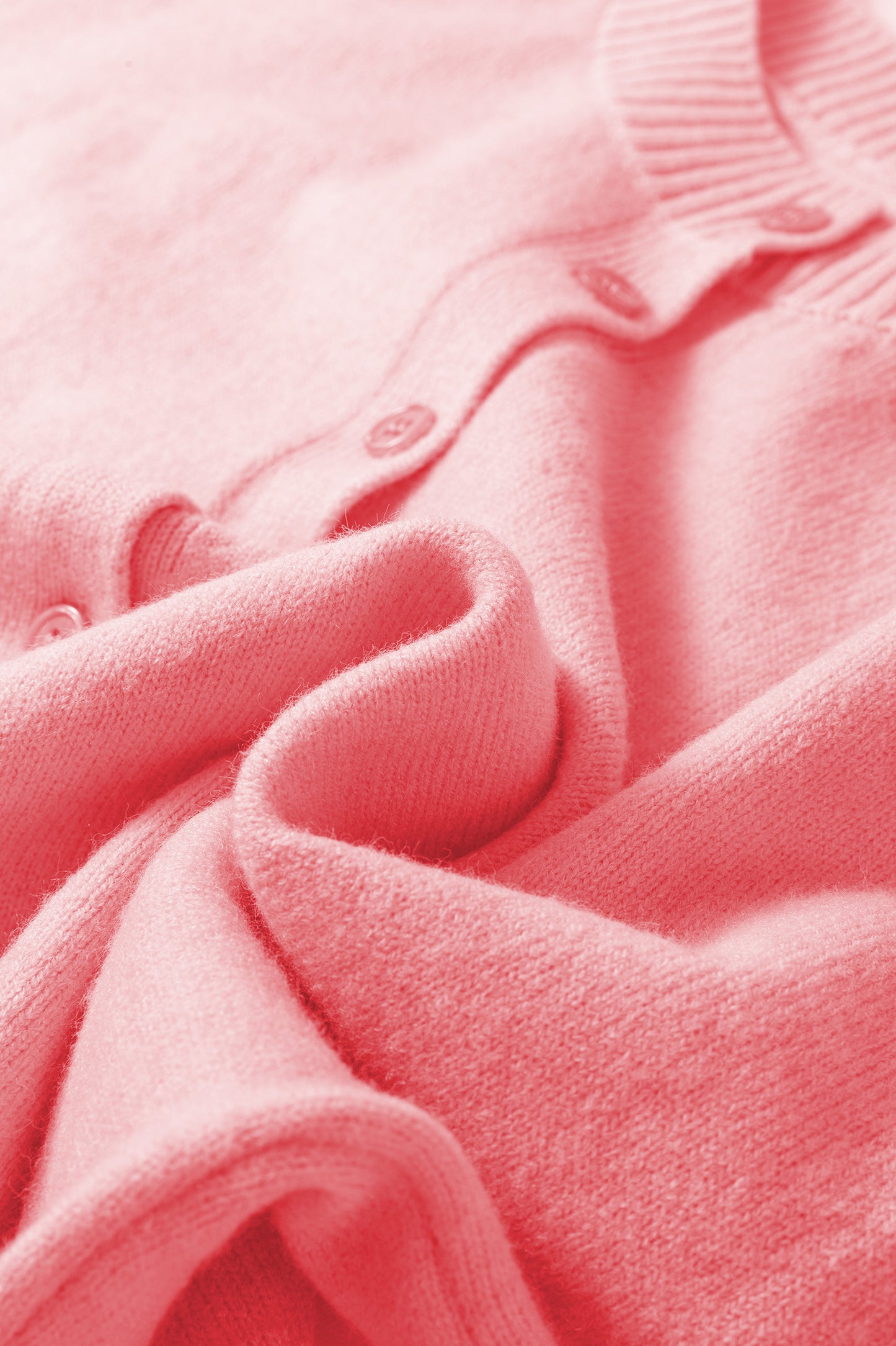 Peach Blossom 3/4 Sleeve Boxy Knit Button Down Sweater Cardigan