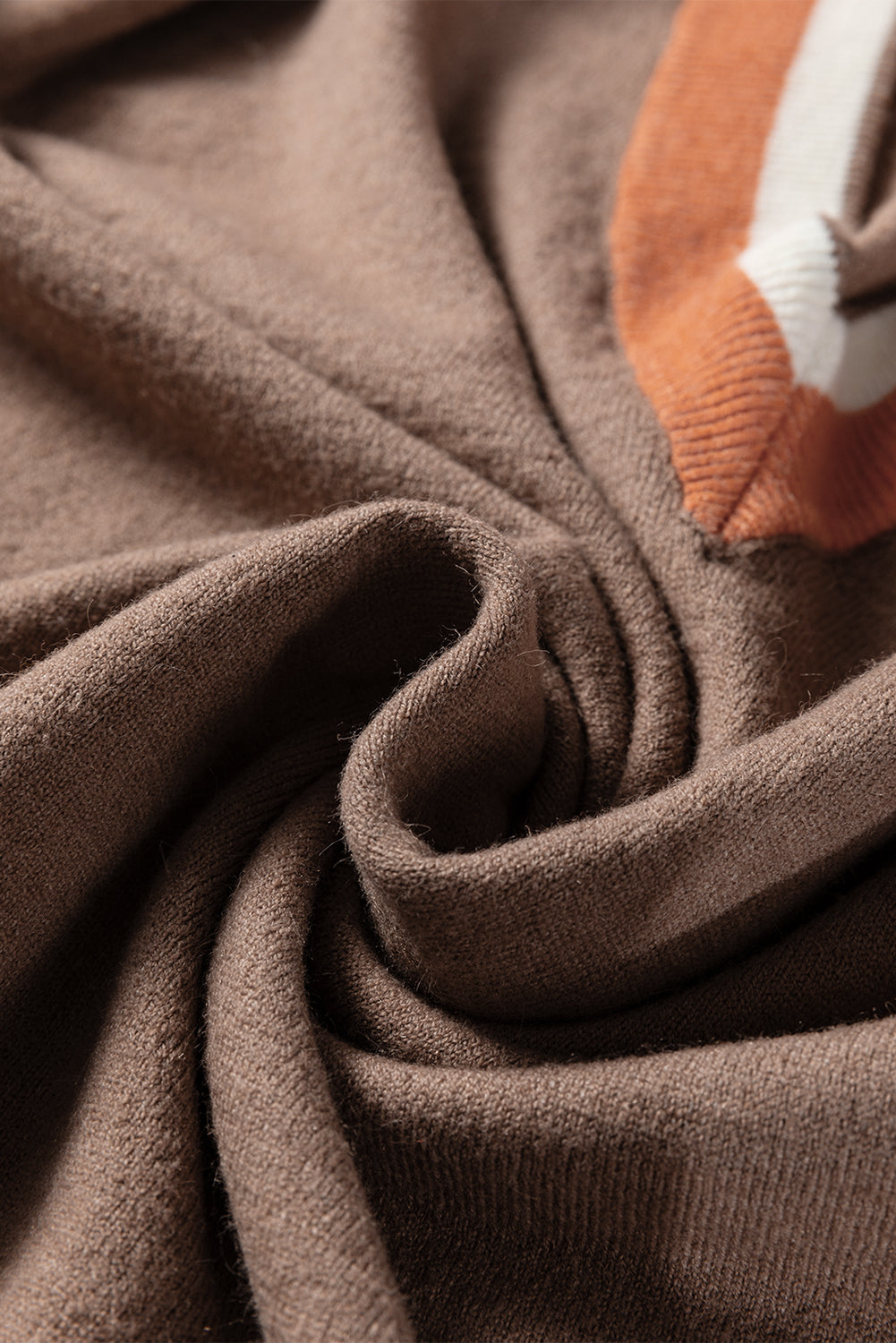 Gray Contrast Striped Trim V Neck Varsity Sweater