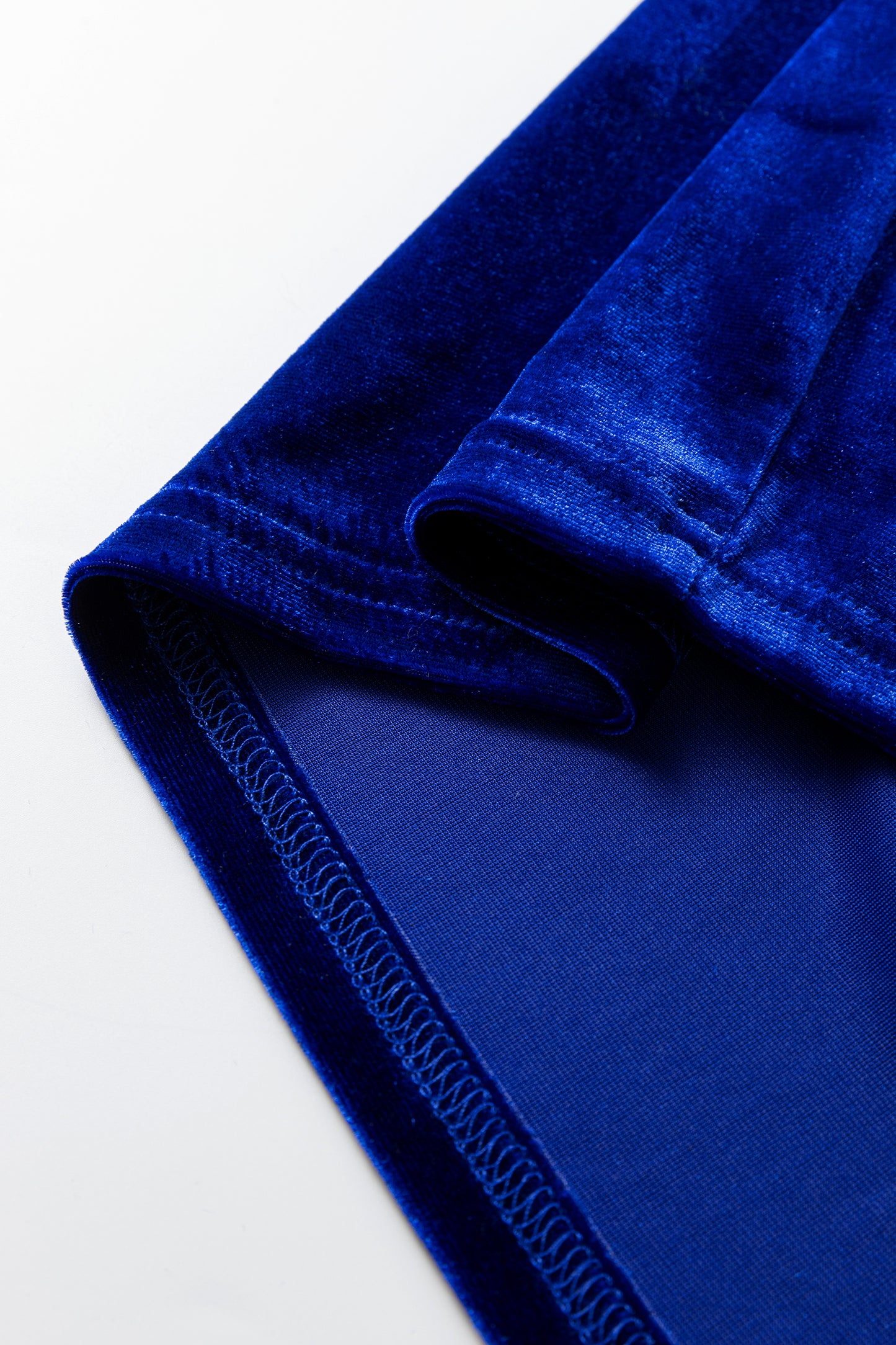 Sky Blue Leopard Patchwork Shoulder Flounce Sleeve Velvet Blouse