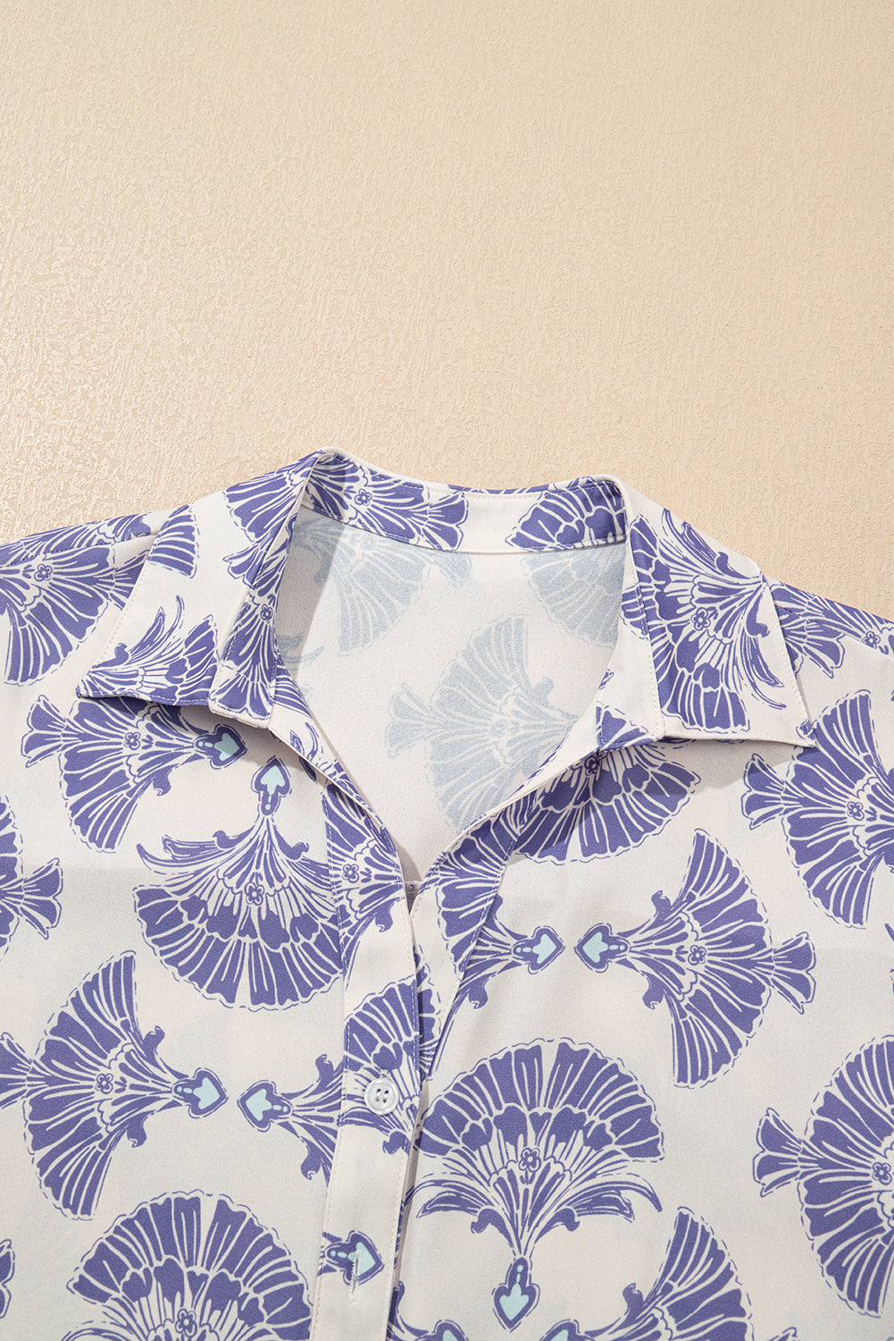 Sky Blue Printed Shirt Collar Half Button A-line Mini Dress