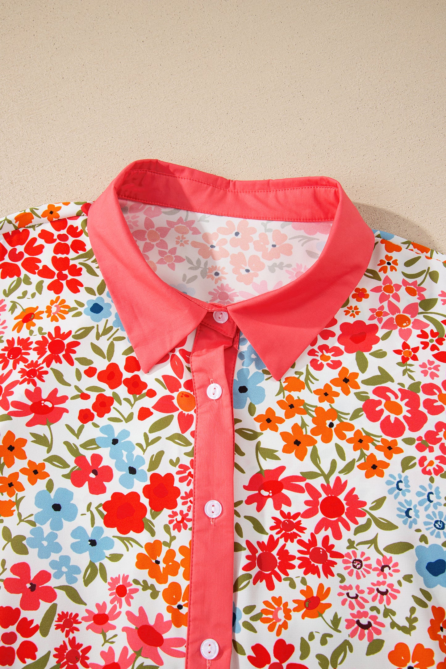 Pink Plus Size Button V Neck Leopard Print Puff Sleeve Loose Mini Dress