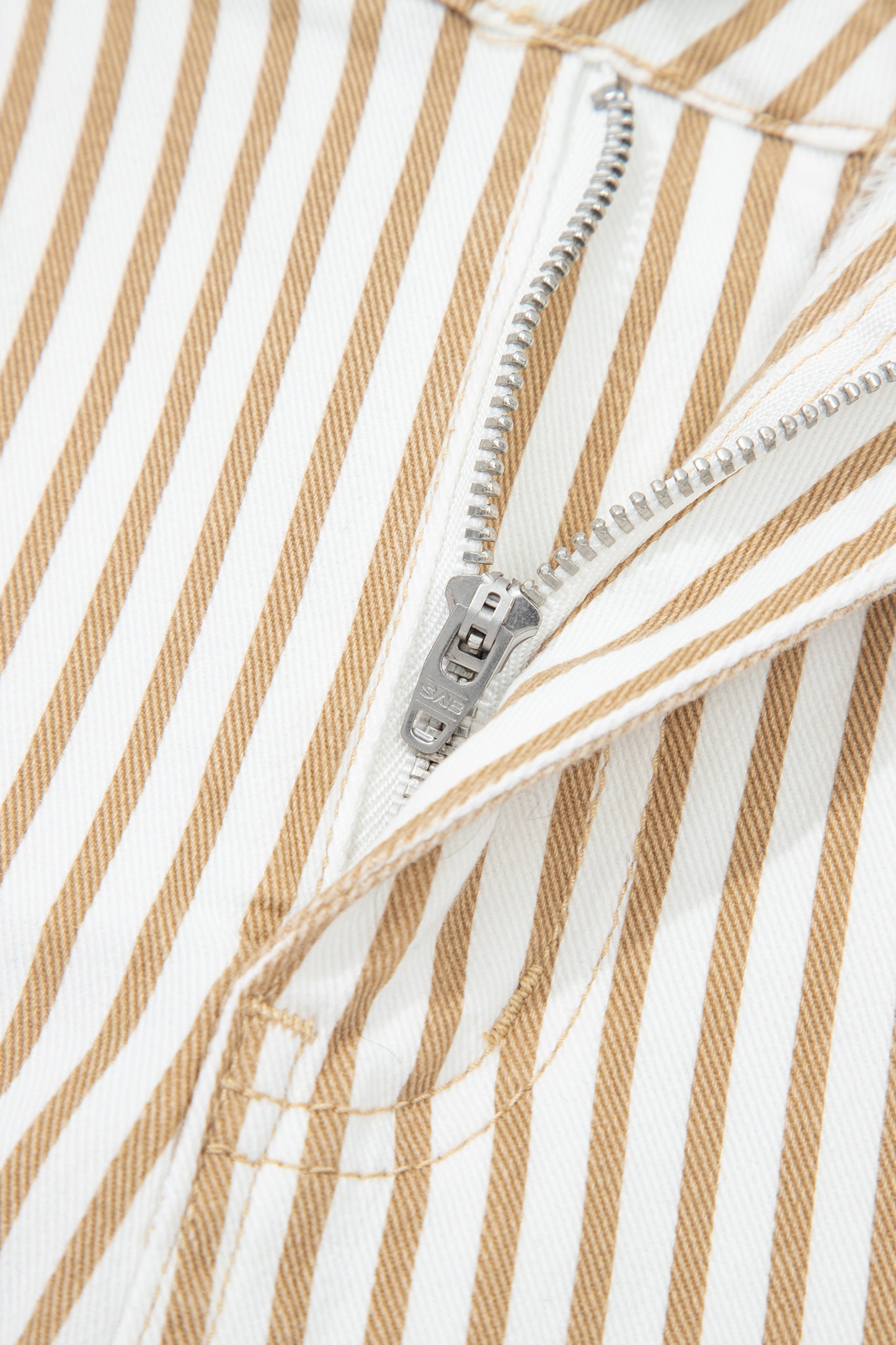 Khaki Stripe Casual Barrel Jeans