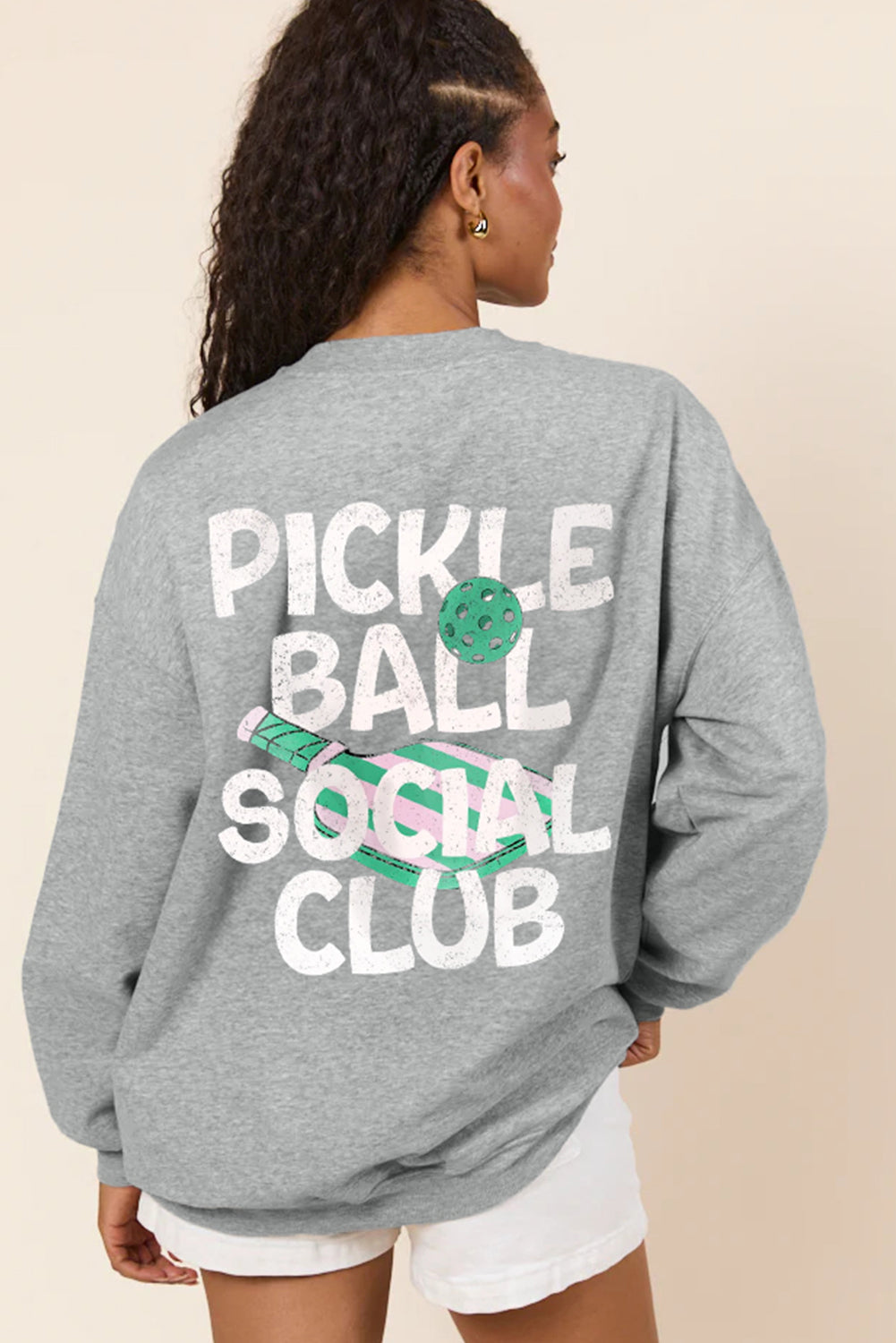 Gray PICKLE BALL SOCIAL CLUB Game Day Fashion Graphic Sweatshirt