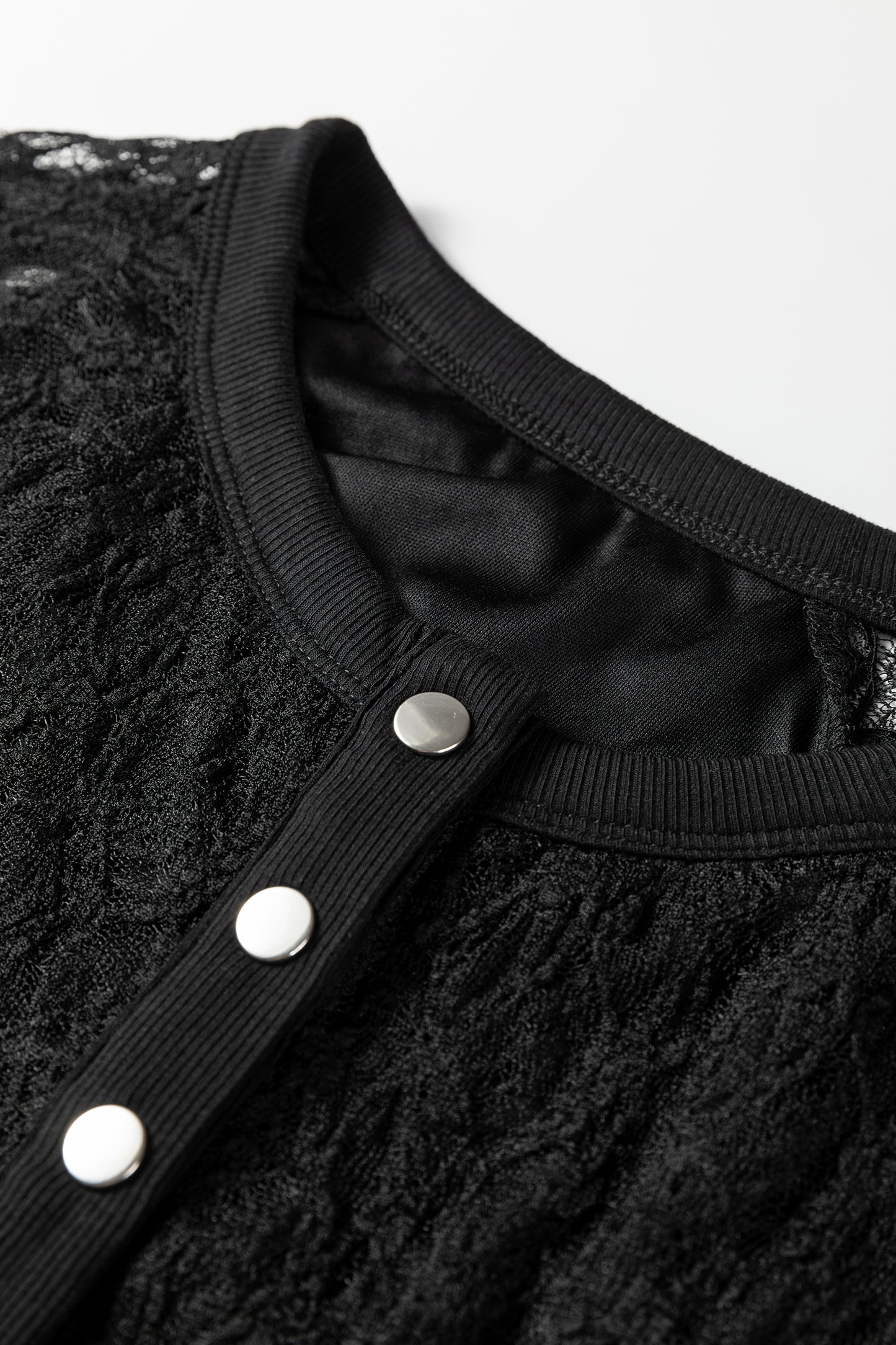 White Sheer Lace Long Sleeve Slim Henley Top