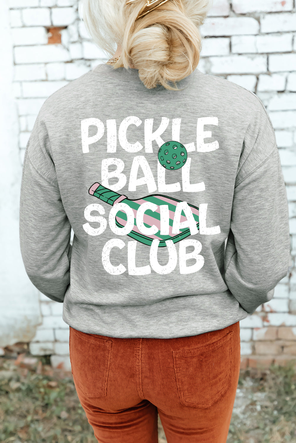 Gray PICKLE BALL SOCIAL CLUB Game Day Fashion Graphic Sweatshirt