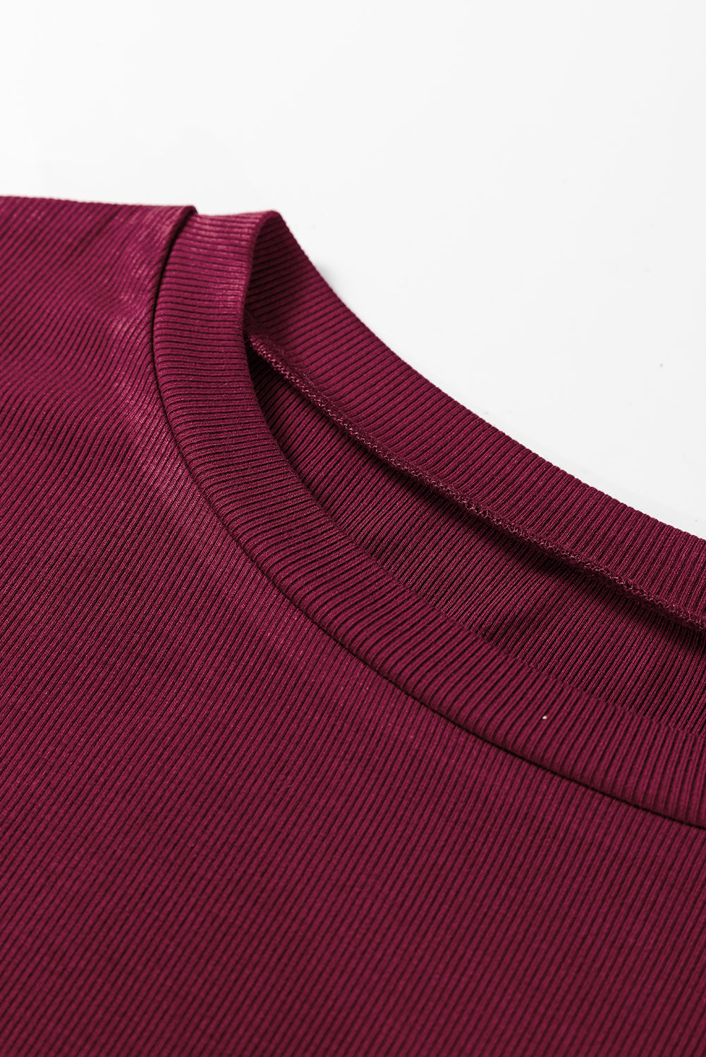 Wild Ginger Contrast Floral Sleeve Solid Ribbed Body Patchwork Long Sleeve Top