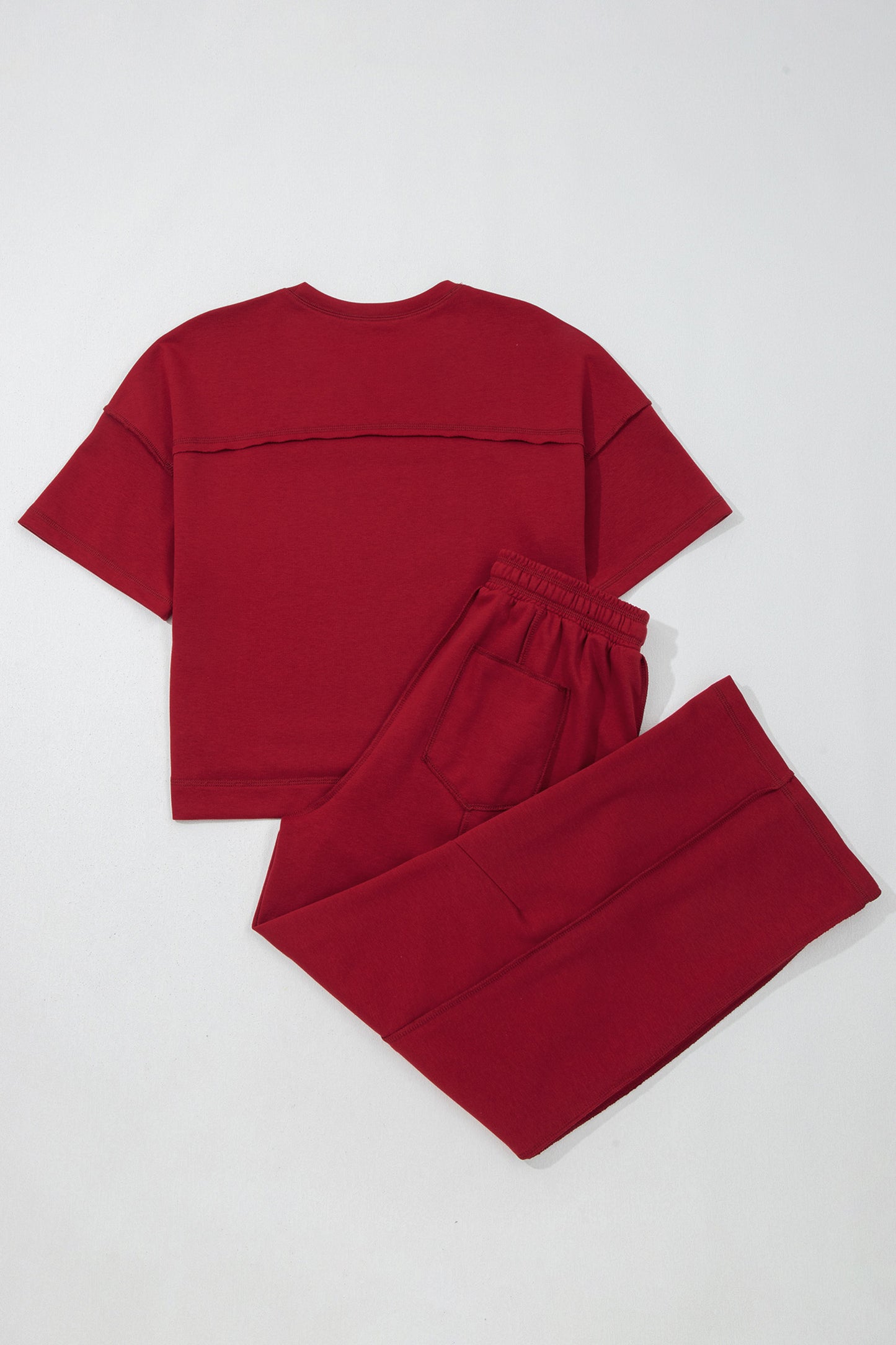 Racing Red Drop Shoulder Boxy Tee and Barrel Pants Set