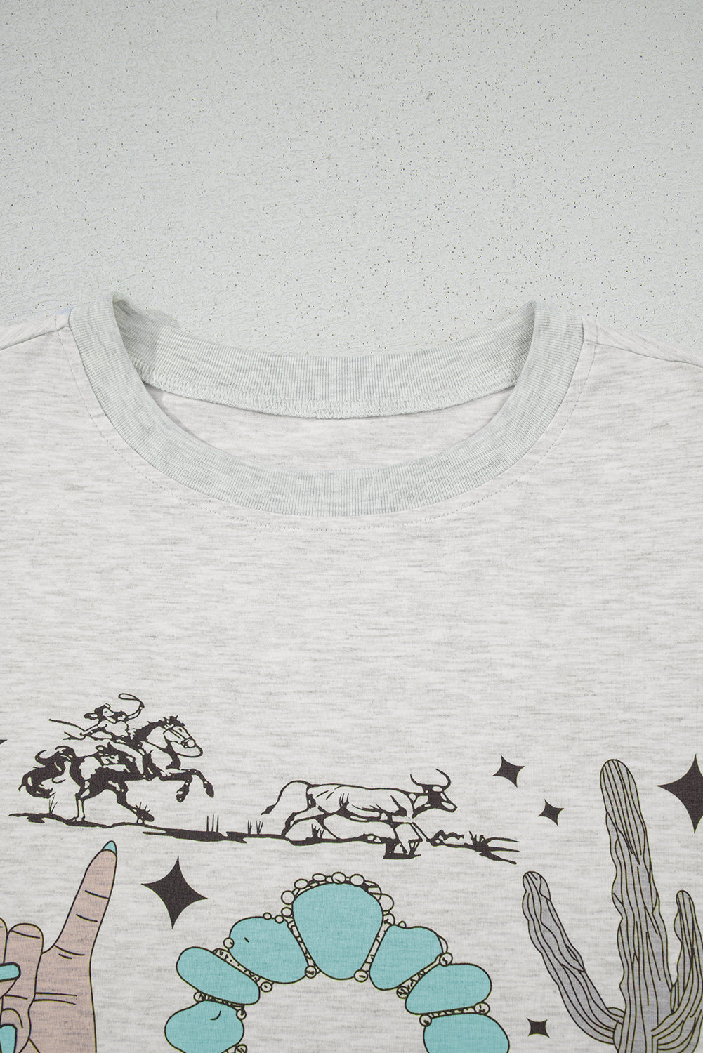 Light Grey Yee Haw Western Fashion Print Plus Size Tee