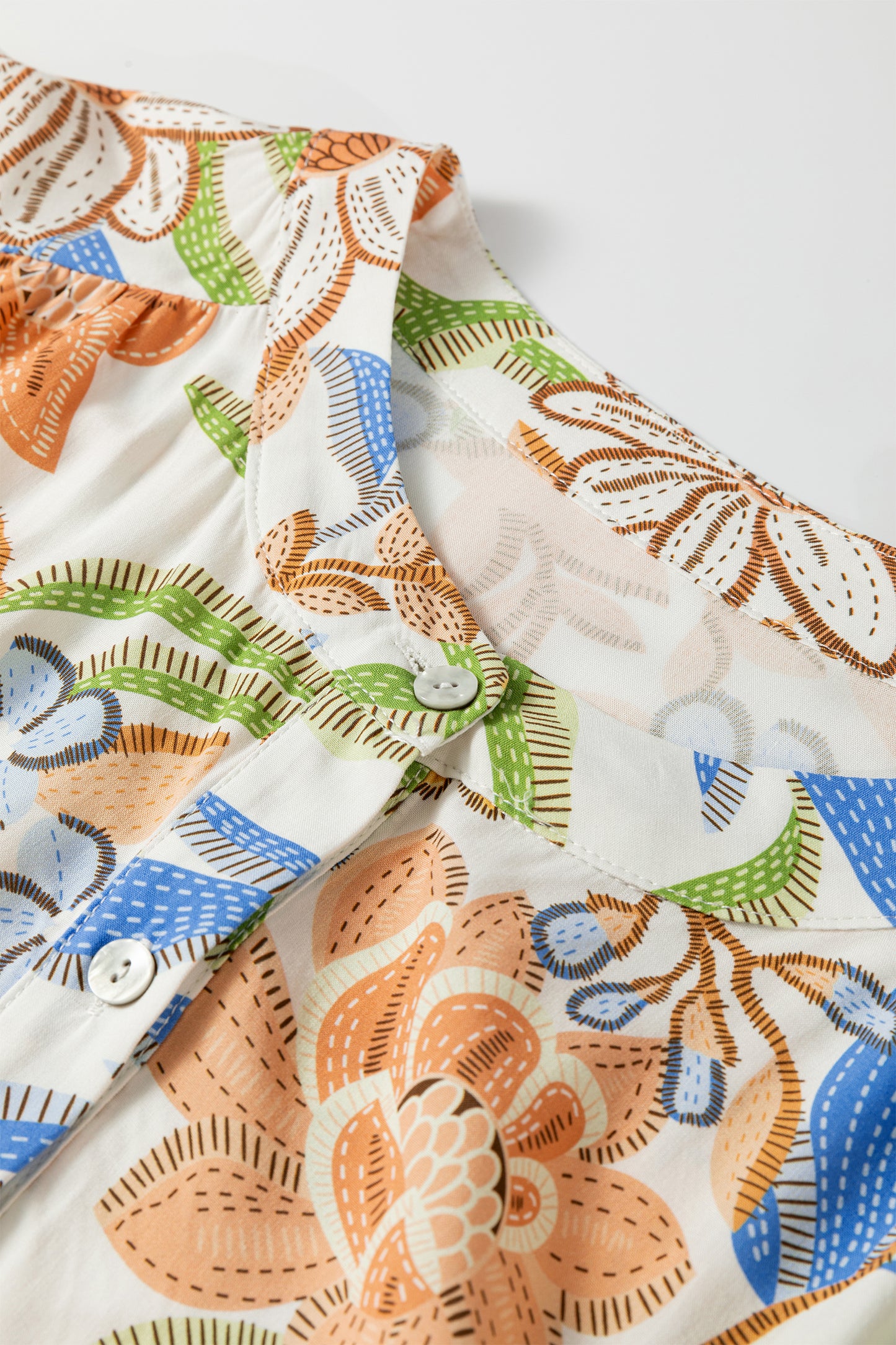 Khaki Floral Print 3/4 Sleeves Tiered Plus Size Long Dress