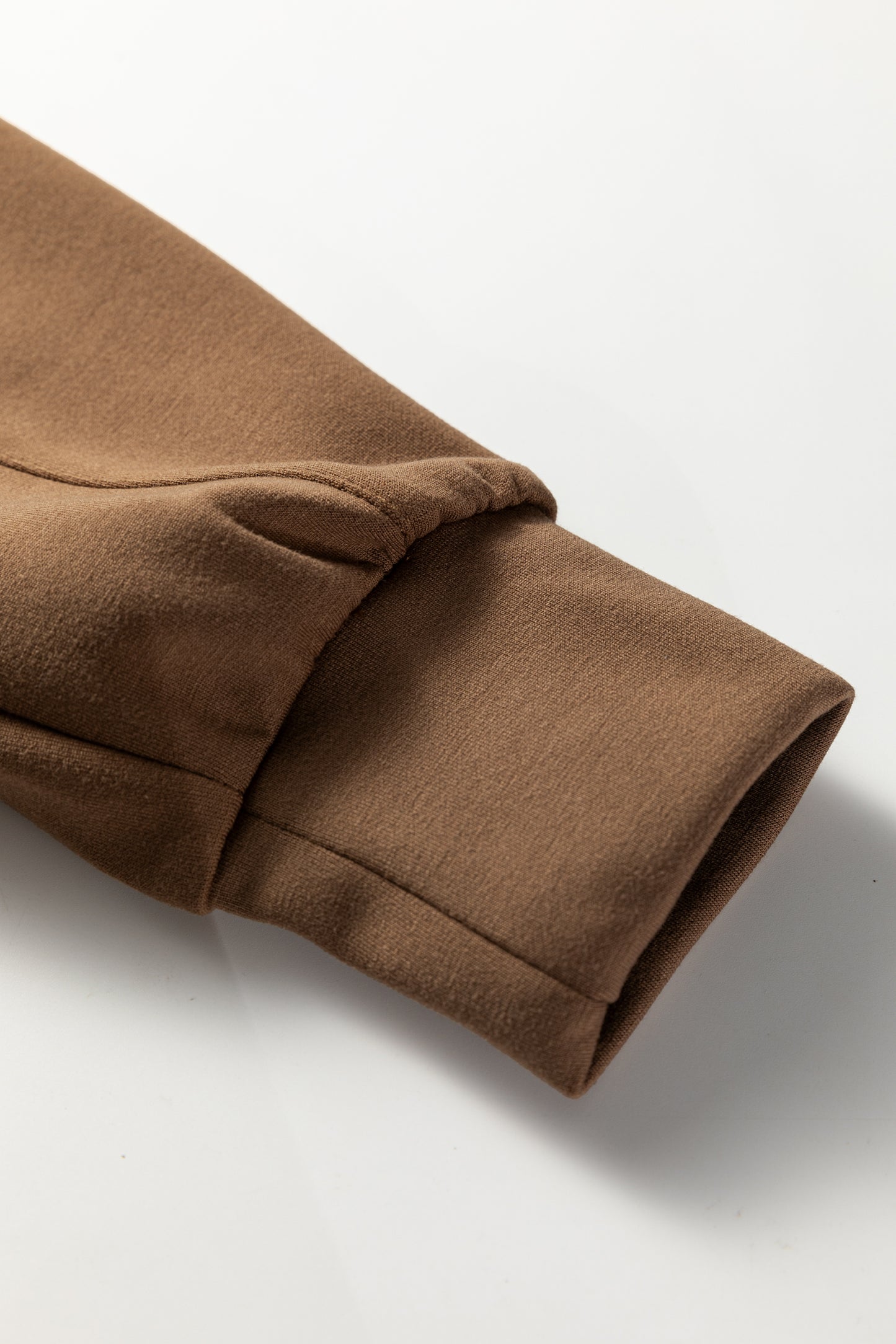 Coffee Solid Color V Neck Top and High Waist Pants Set