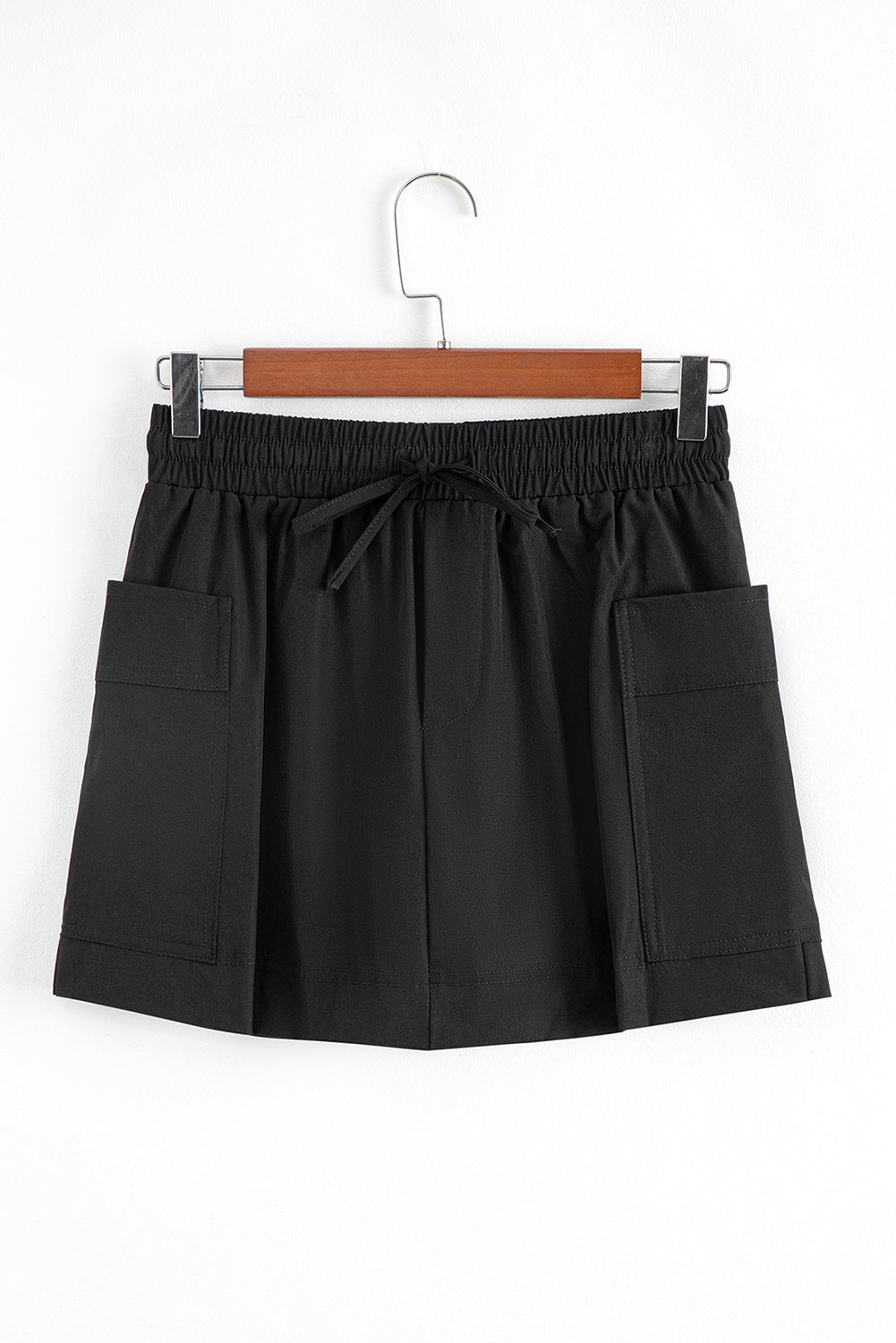 Black Cargo Pocket Elastic Waistband Active Casual Skort