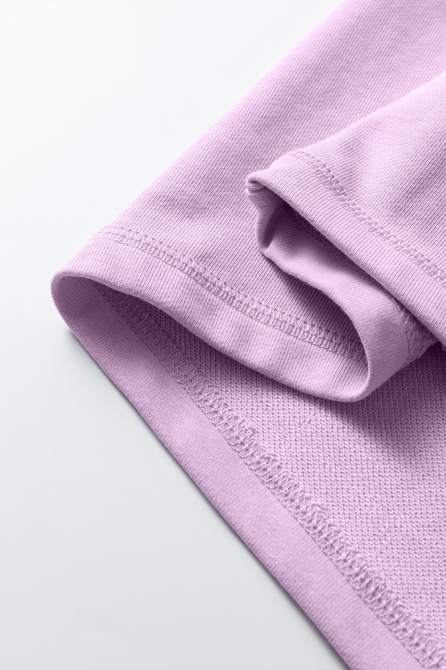 Orchid Petal Solid Color Raw Seam Patchwork Baggy Sweatshirt